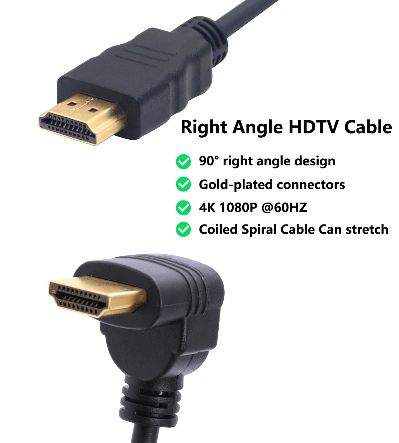 Thumbnail 1 de LANMINGLEL Right Angle HDMI Coiled Cable 4K 60Hz