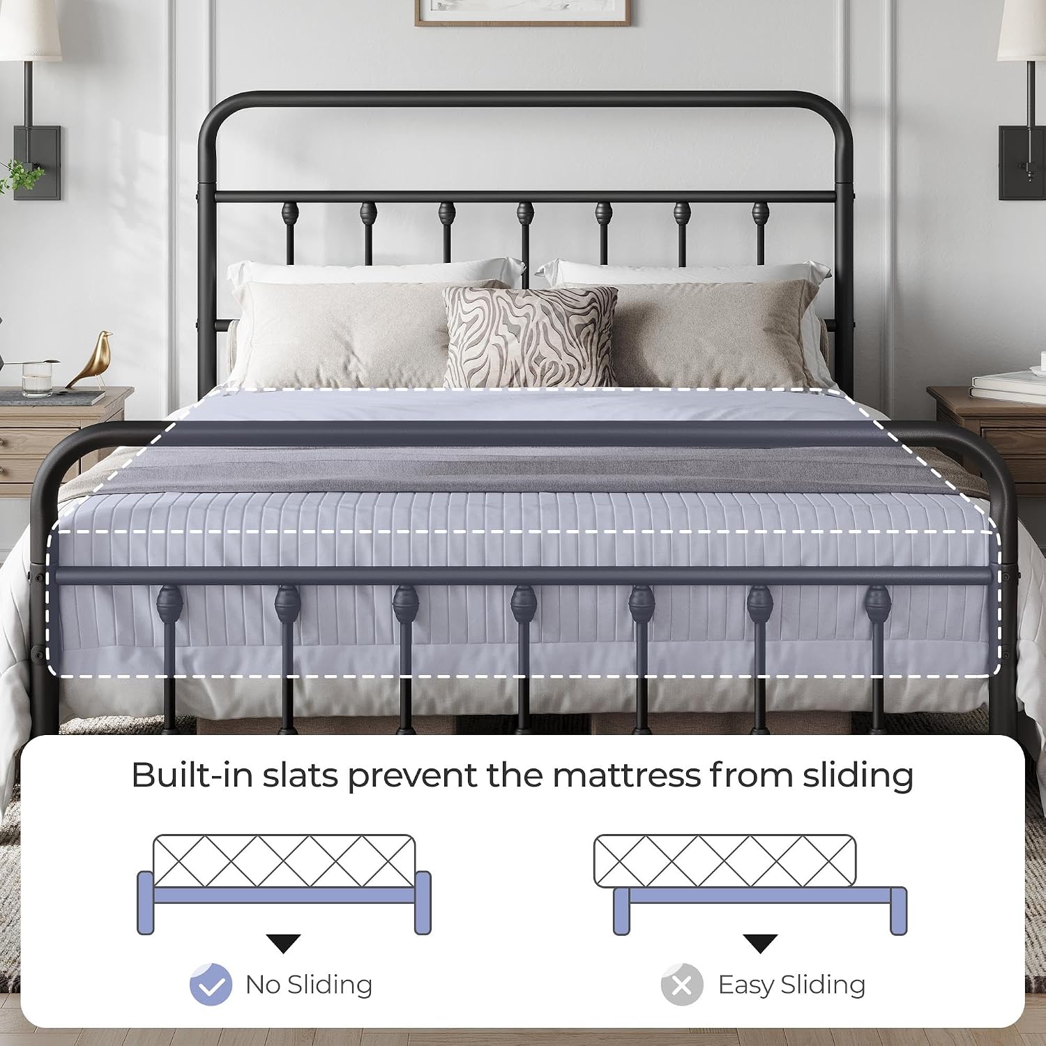 Detalle de Yaheetech Metal Platform Bed Frame Queen