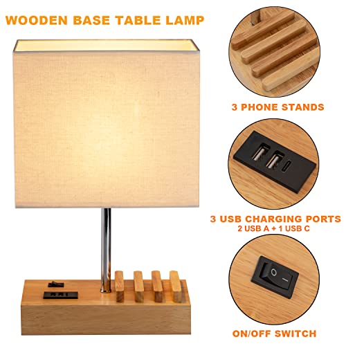 Thumbnail 2 de Briever USB Bedside Table Lamp with 3 USB Ports and Phone Dock