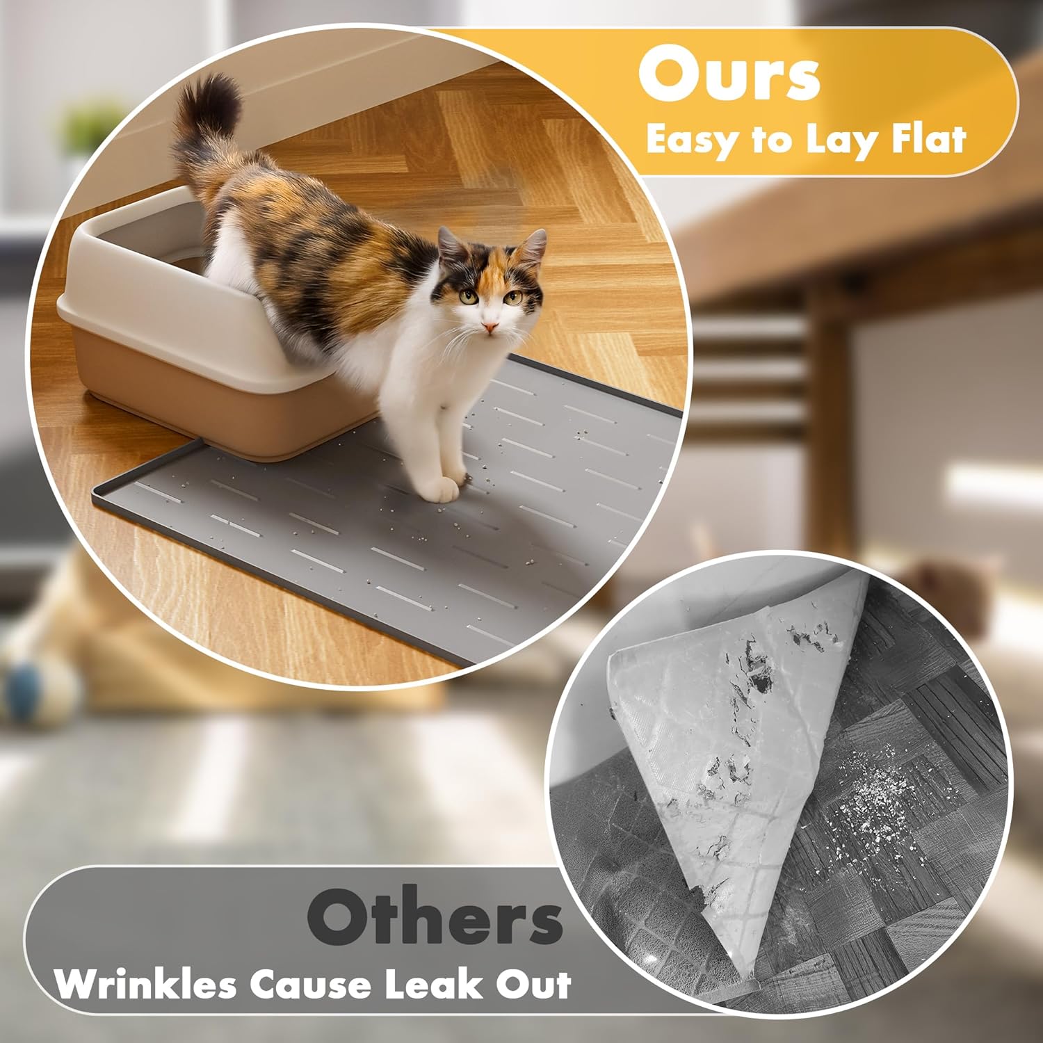 Thumbnail 2 de Pieviev Cat Litter Mat 86 x 56 cm: Silicone Litter Tray Mat for Easy Cleaning and Cat Comfort