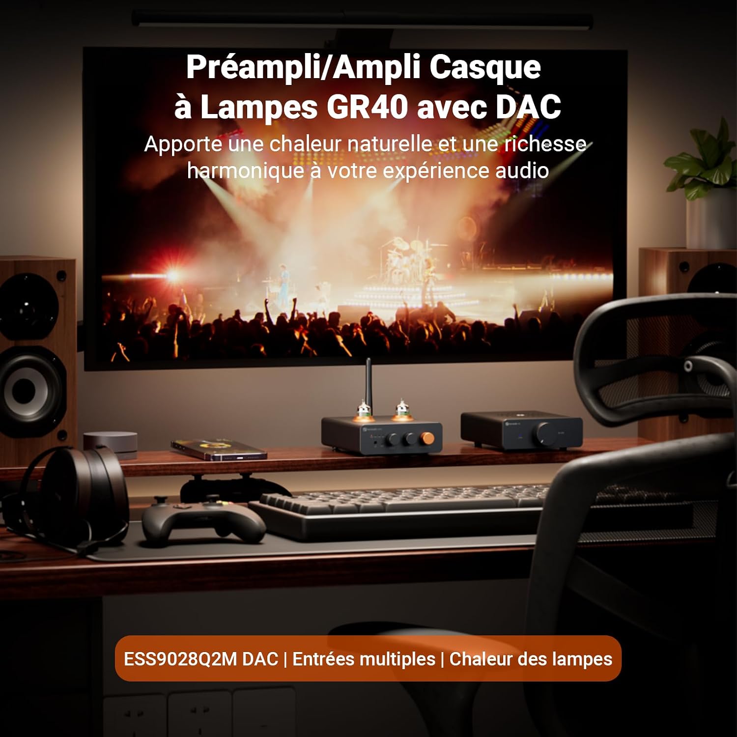 Detalle 2 de Fosi Audio GR40 préamplificateur DAC à tube avec Bluetooth, USB et sorties optique/coaxiale