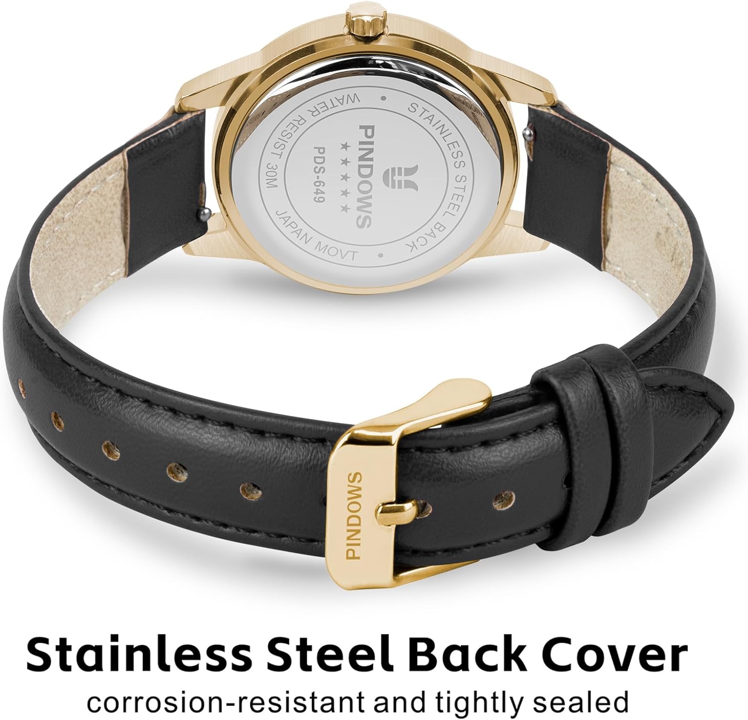 Thumbnail 3 de PINDOWS Damenuhren – Elegantes Analog Quarzdesign mit Lederarmband