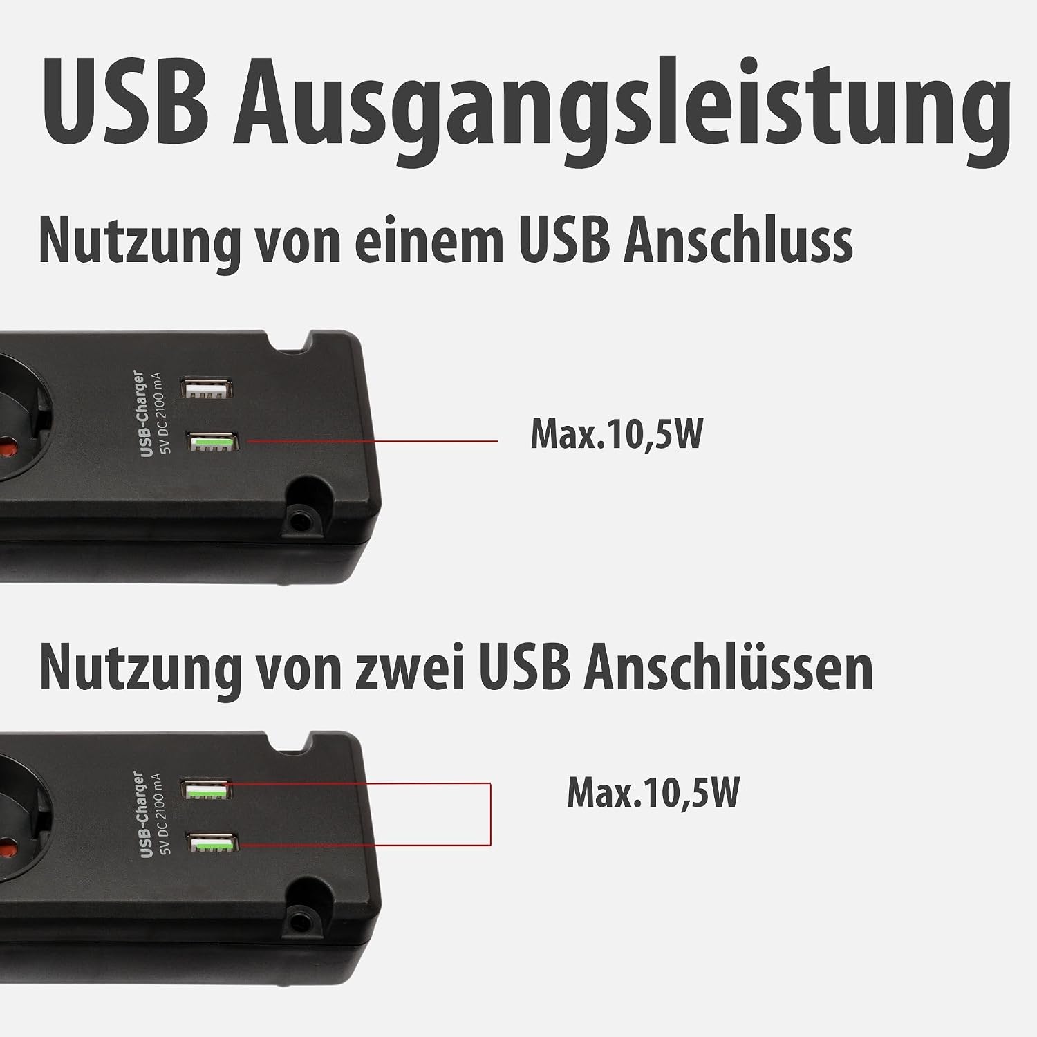 Detalle de Brennenstuhl Bremounta Steckdosenleiste 5-Fach mit USB-Ladefunktion