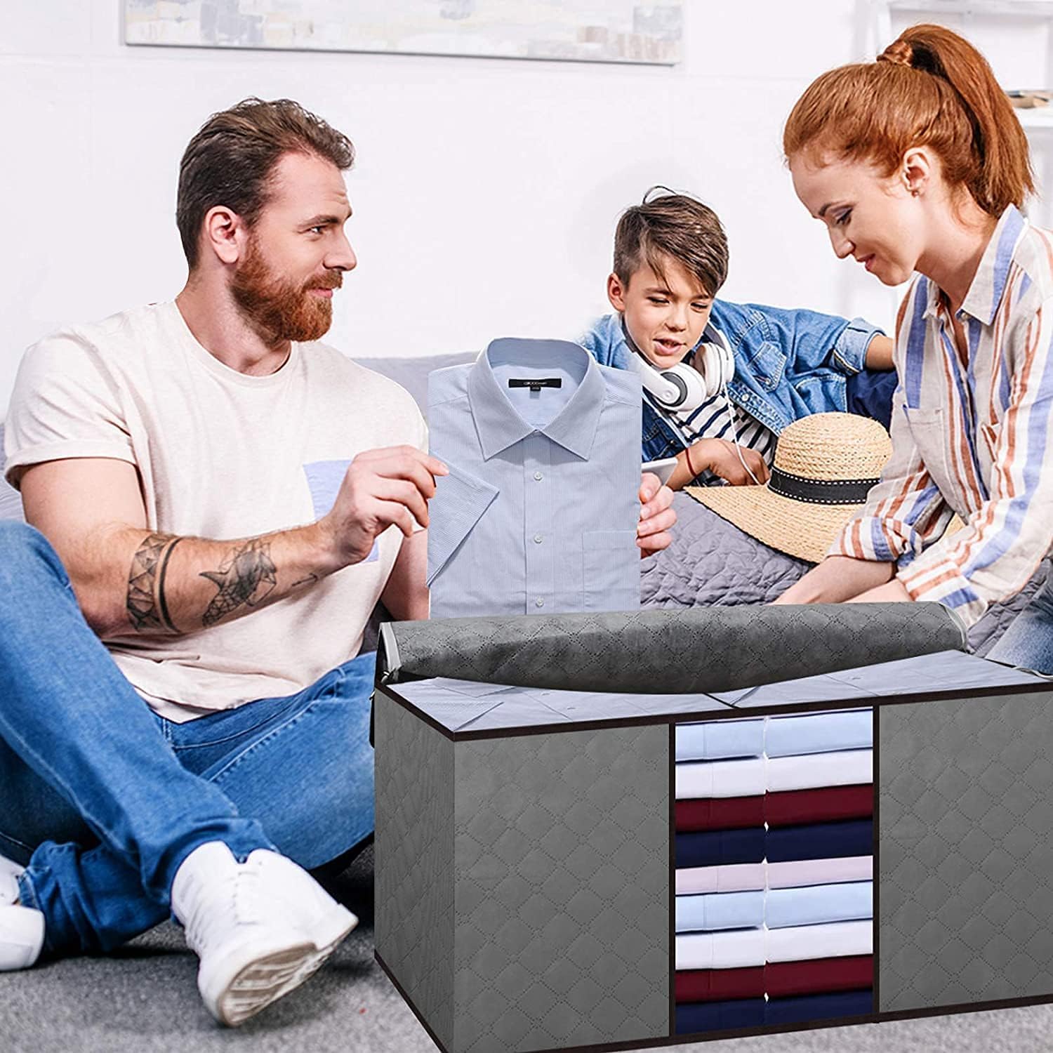 Thumbnail 5 de Cleaneaty Clothes Storage Bag 90L large organiser for bedding