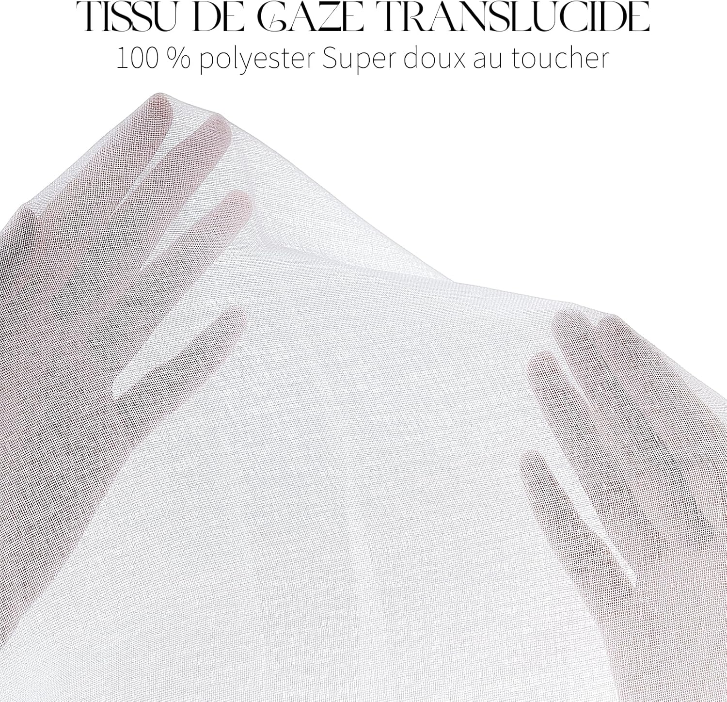 Thumbnail 1 de Lot de 2 rideaux en voile blanc Topfinel (semi-transparent) pour salon, longueur 235 cm