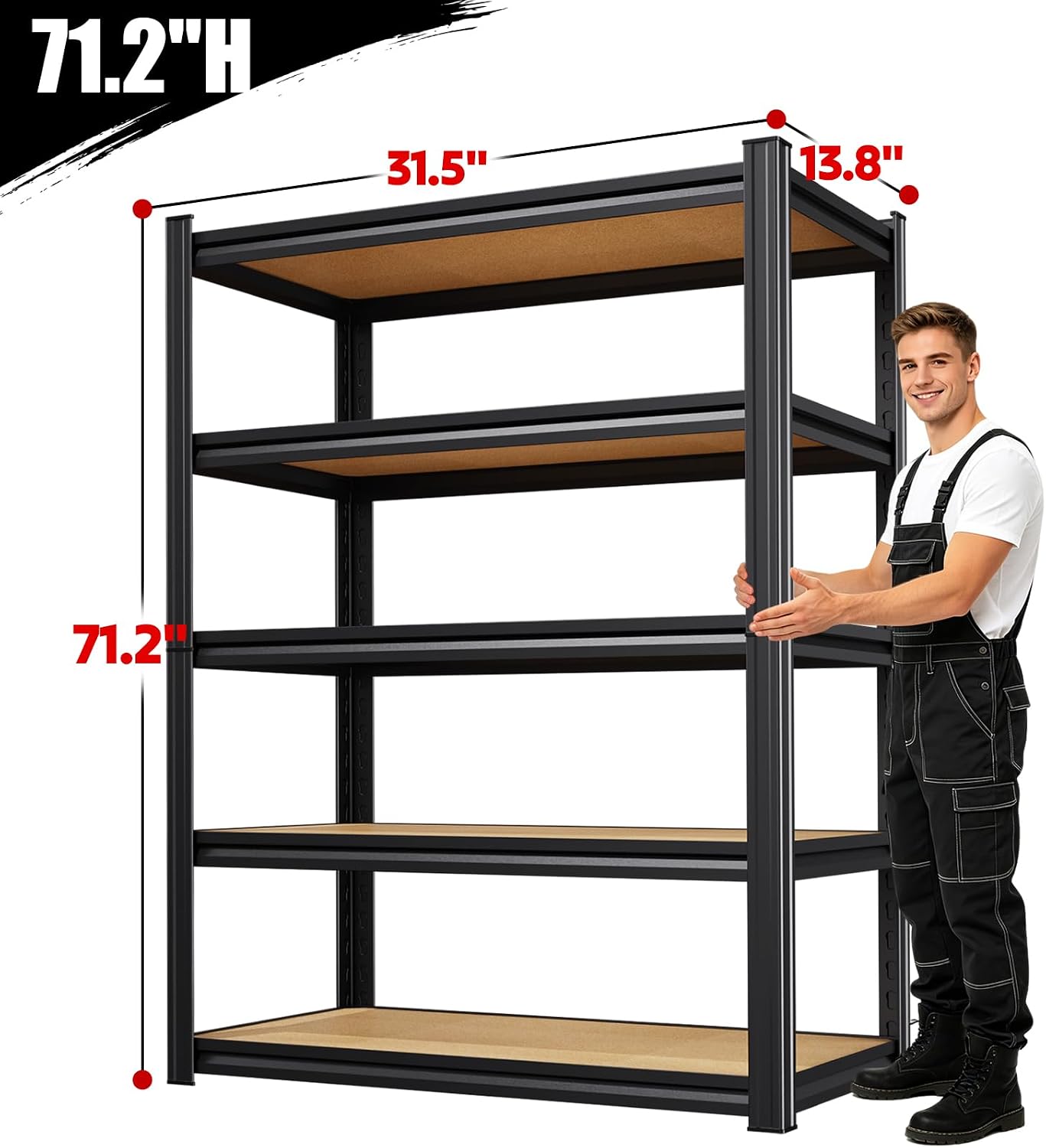 Detalle de KORVENA Metal Storage Shelving, 5-Tier