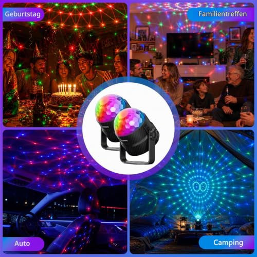 Thumbnail 6 de 2er-Pack Gobikey Discokugeln, 360° Rotierende Discolicht LED Partylicht