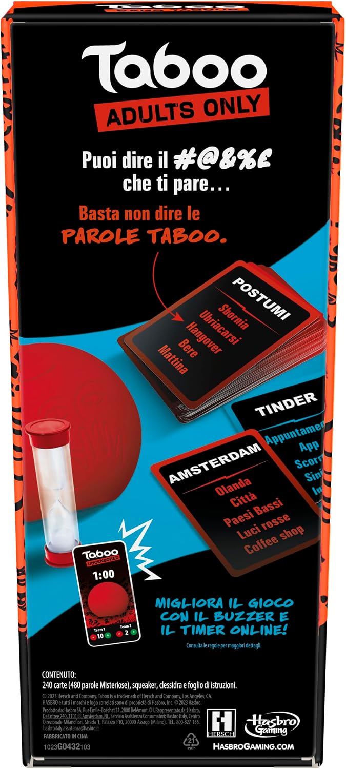 Detalle 2 de Hasbro Gaming Taboo Uncensored gioco per adulti 18+ 🎲