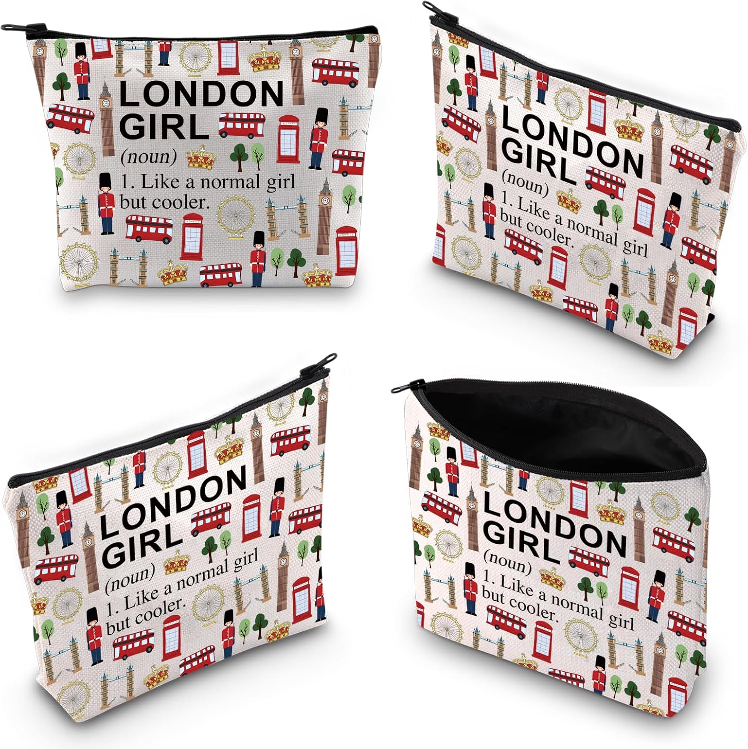 Thumbnail 2 de LEVLO London Girl Makeup Bag & Travel Zipper Pouch (23 x 18 cm)
