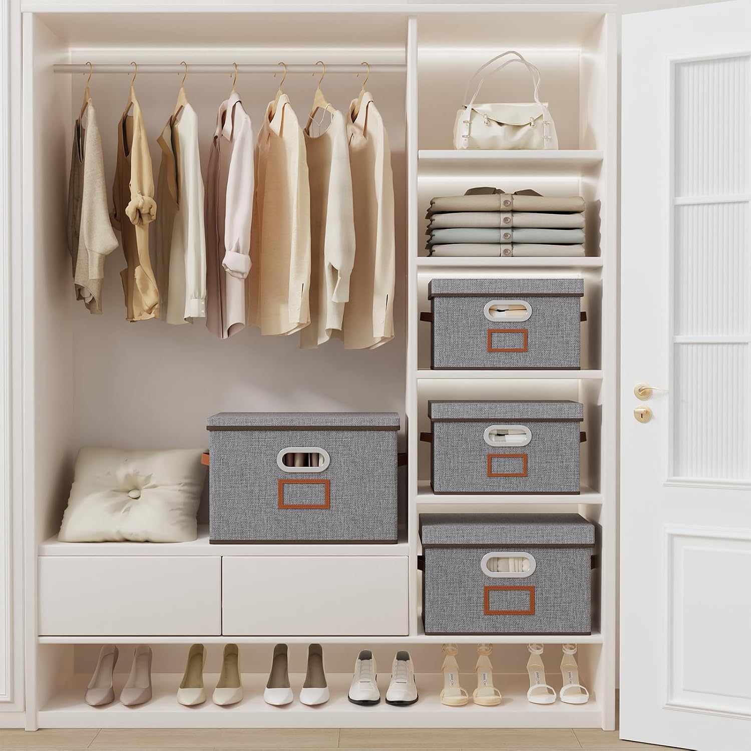 Detalle de OUTBROS Cajas Plegables de 38x25x25cm 🧺 Organizadores Grises