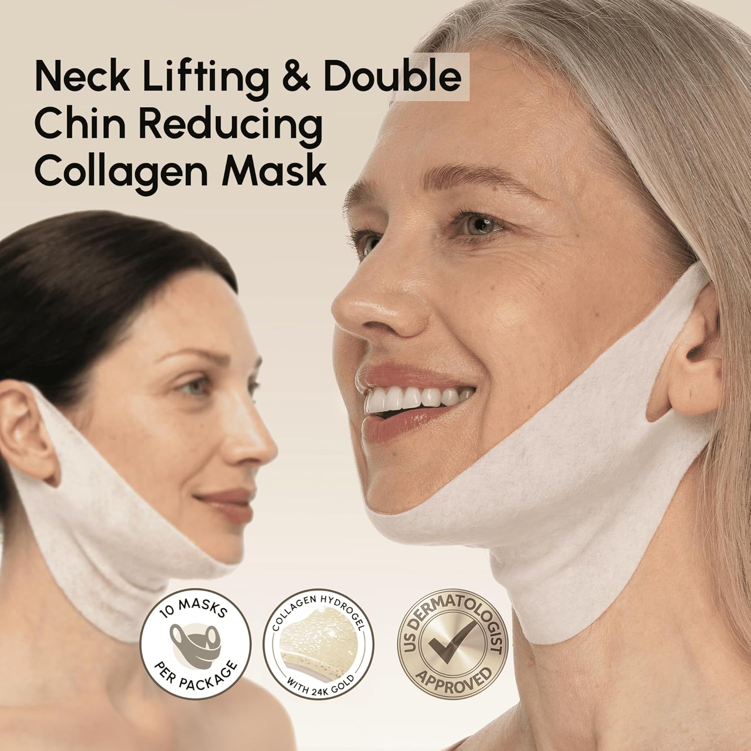 Thumbnail 1 de MAREE Chin Strap V Line Lifting Mask (24K Gold) Hydrogel Double Chin & Neck Lift Tape Mask, 10 PCS
