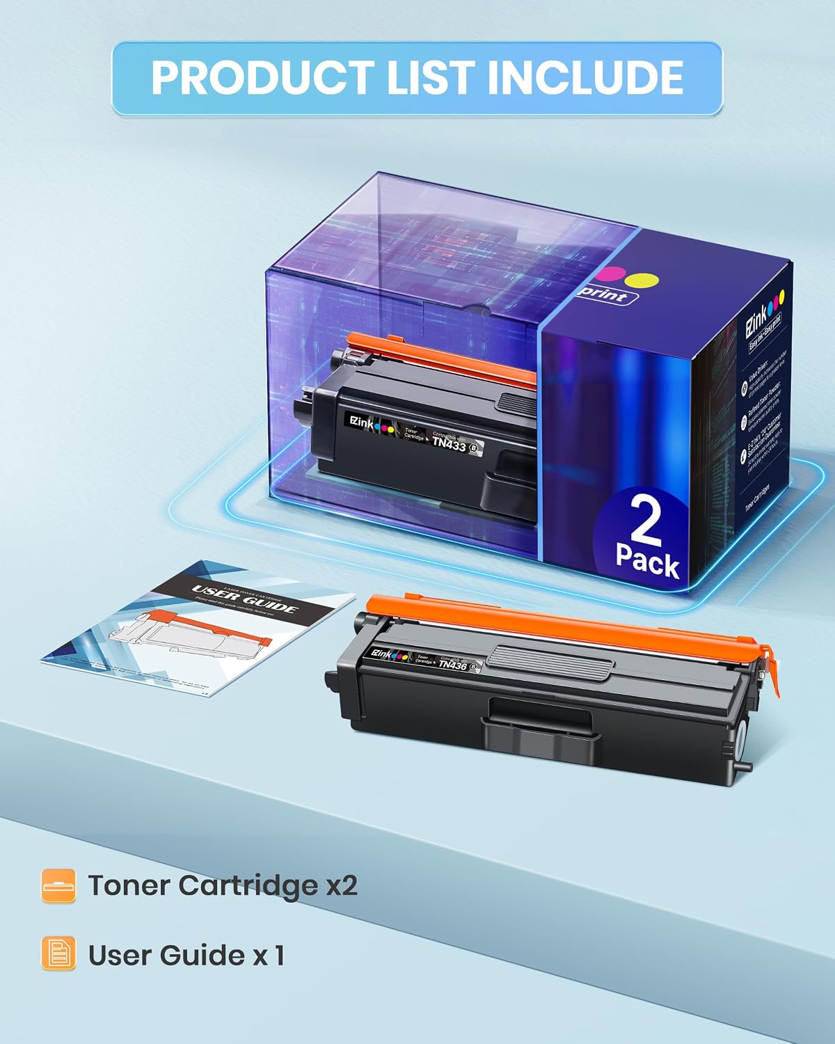 Thumbnail 3 de E-Z Ink TN436 Black Toner Cartridges, 2-Pack, 6,500-Page Yield