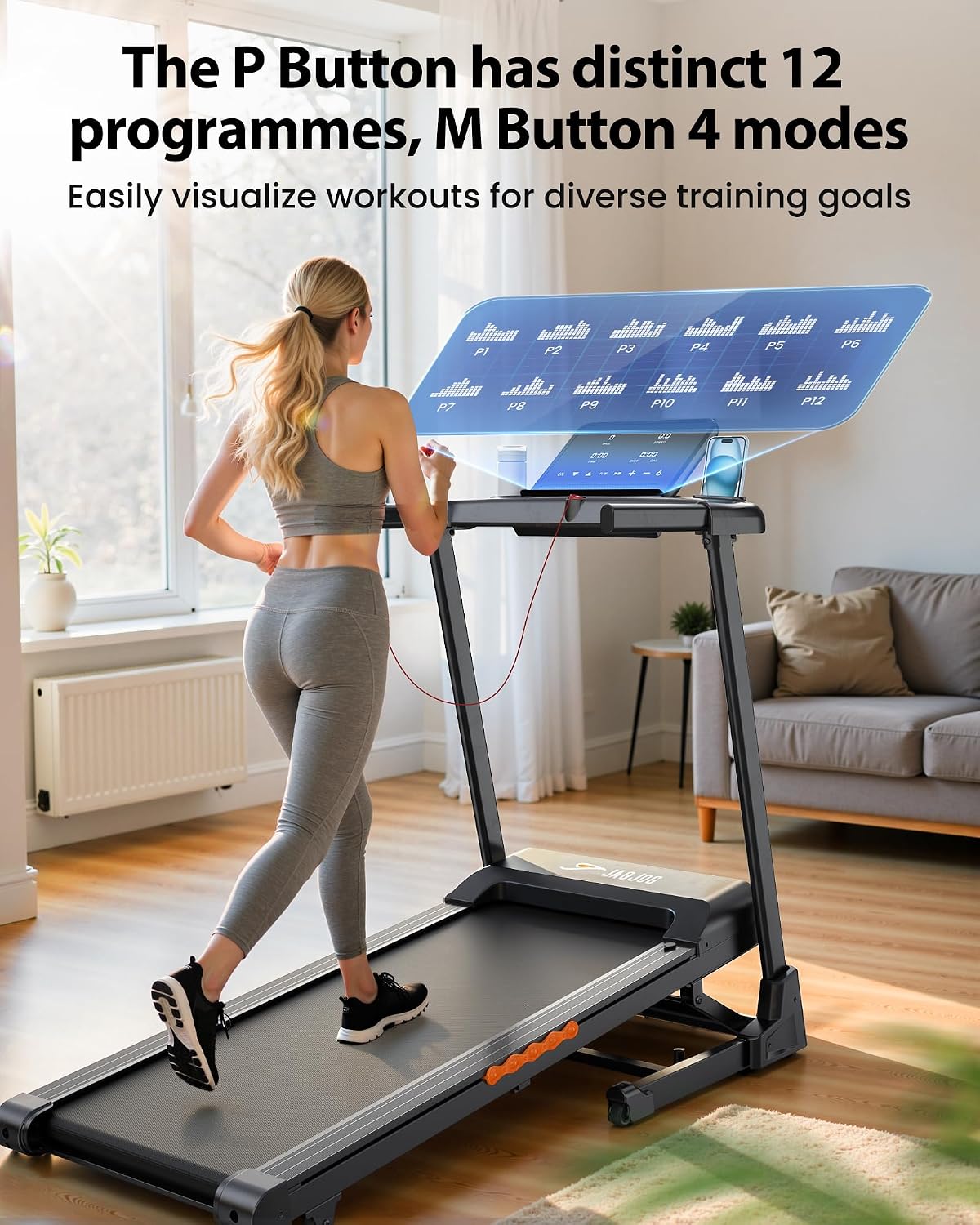 Detalle de JAGJOG JT61 Foldable Treadmill with 15% Auto Incline and 14 km/h Speed