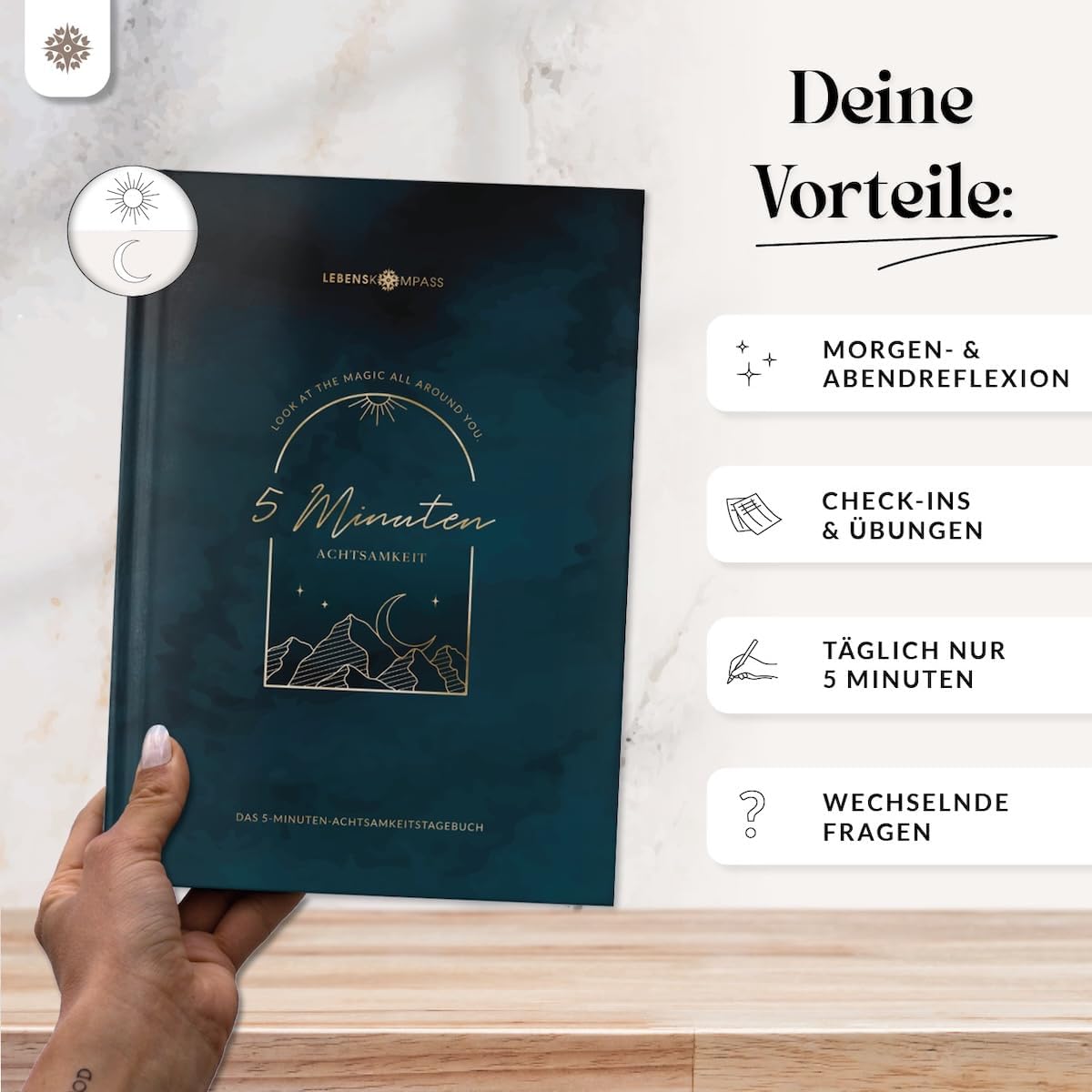 Detalle de LEBENSKOMPASS® MIND Achtsamkeitstagebuch 20 Wochen 📔