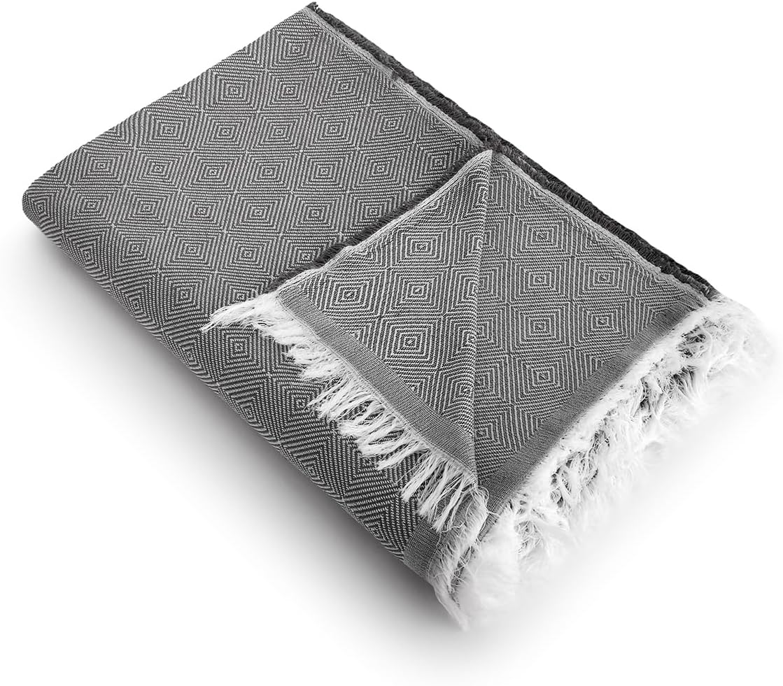 Detalle de Textilhome Copridivano e Copriletto Dante 130x180 cm – Telo Arredo Multiuso in Grigio Scuro, OEKO-TEX