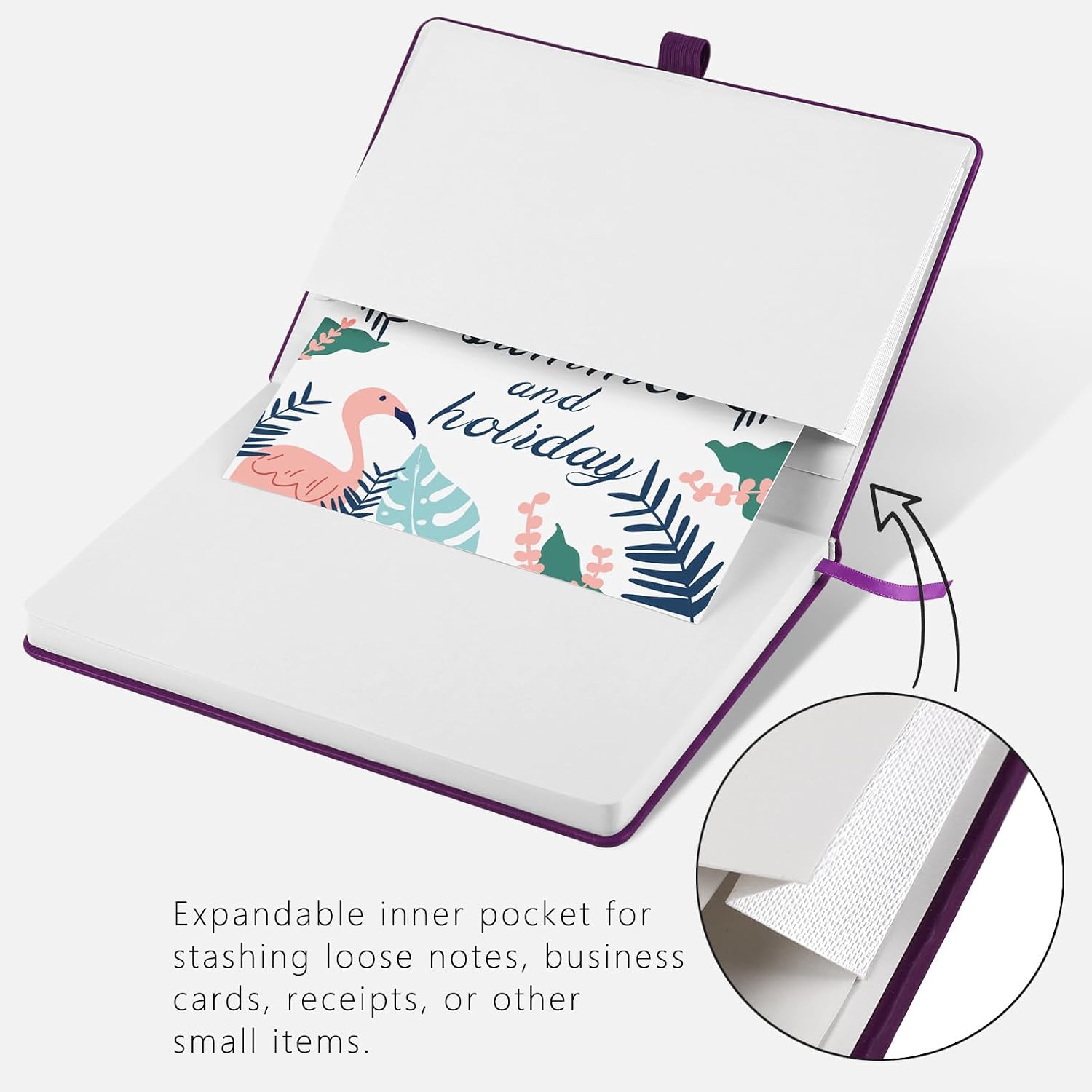 Detalle de YIEO A5 Hardback Journal Notebook 2-Pack (PU leather covers, lined pages, bookmark & pen loop)