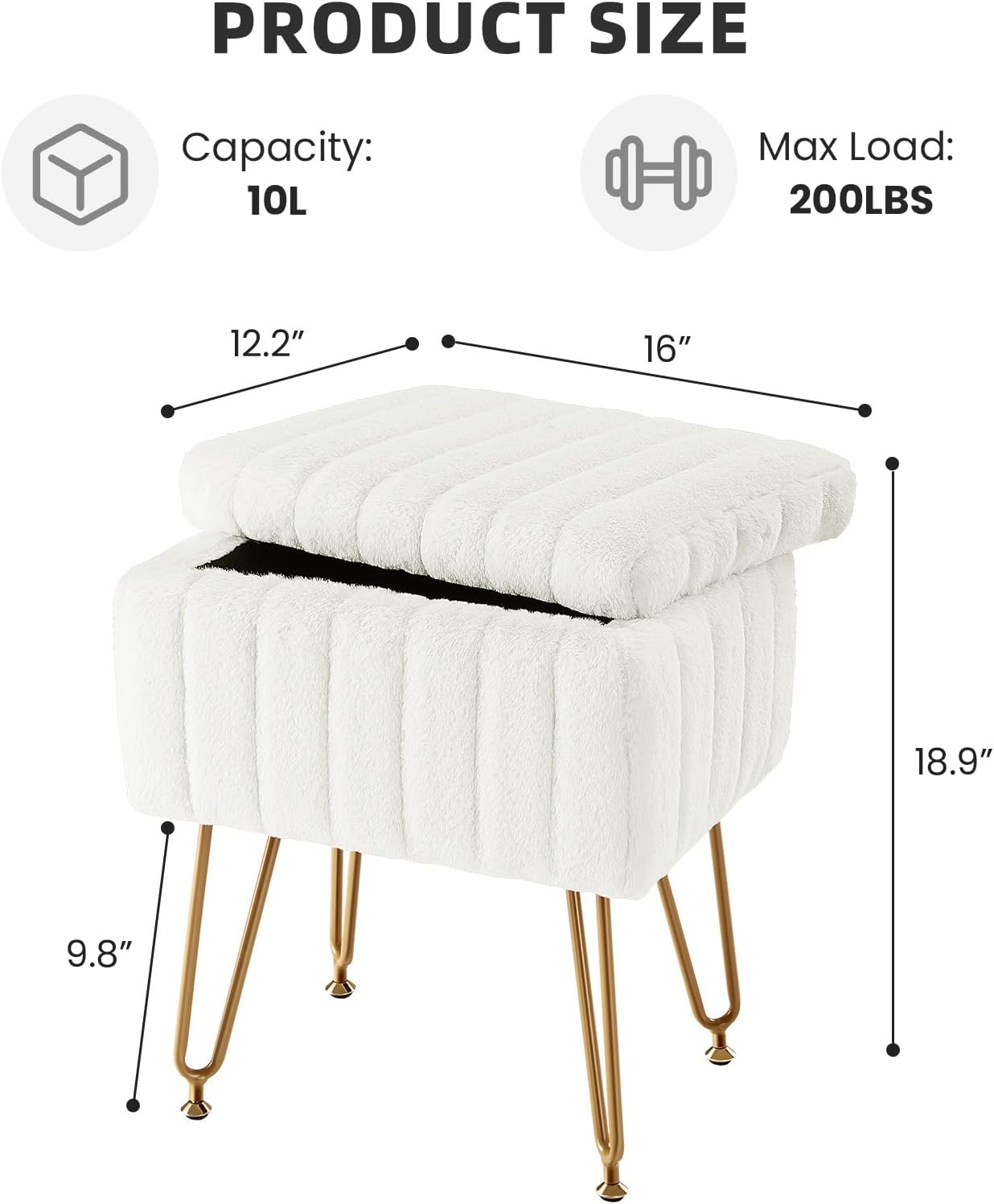 Thumbnail 2 de Sweetcrispy Vanity Stool, Off-White