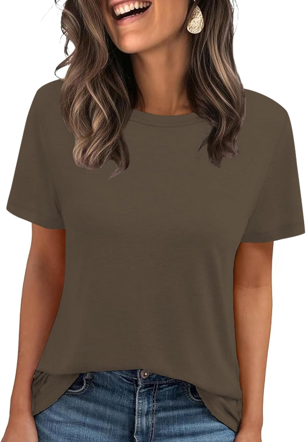 Thumbnail 5 de Cuptacc Damen T-Shirt Sommer Basic mit Rundhals, kurzarm (einfarbig)