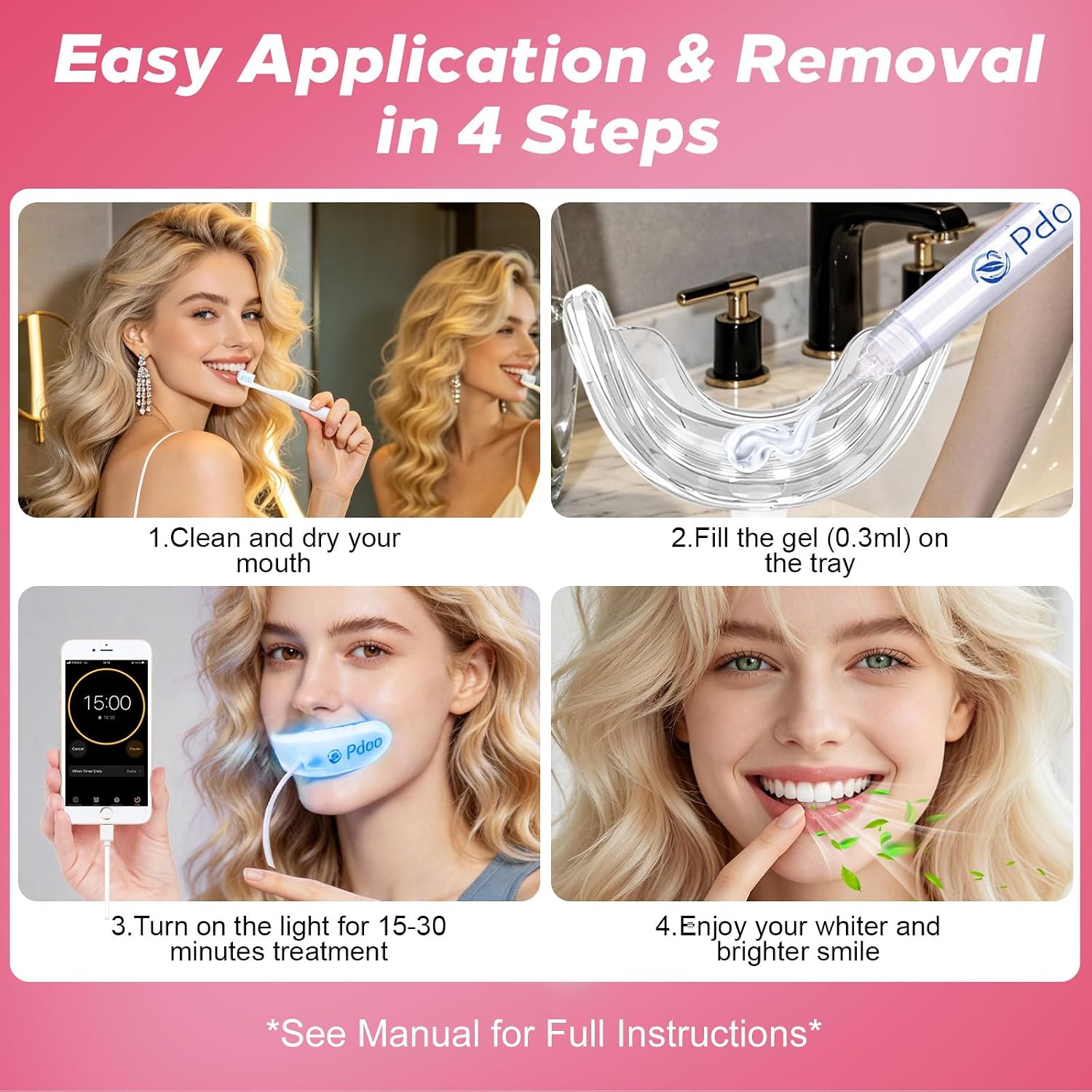Thumbnail 6 de Pdoo LED Teeth Whitening Kit with Rechargeable Tray and 5 Gel Pens