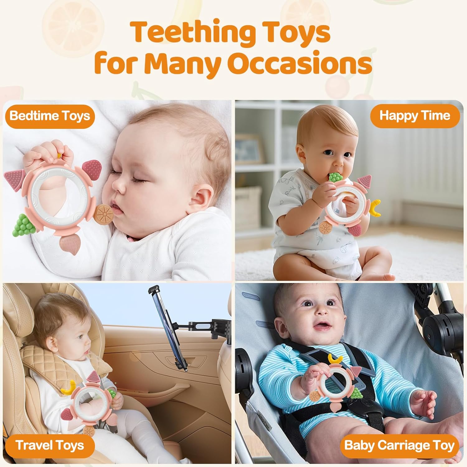 Thumbnail 6 de Grignoteuse en silicone en forme de fruit – anneau de dentition à saisir pour bébé (0–12 mois), rose