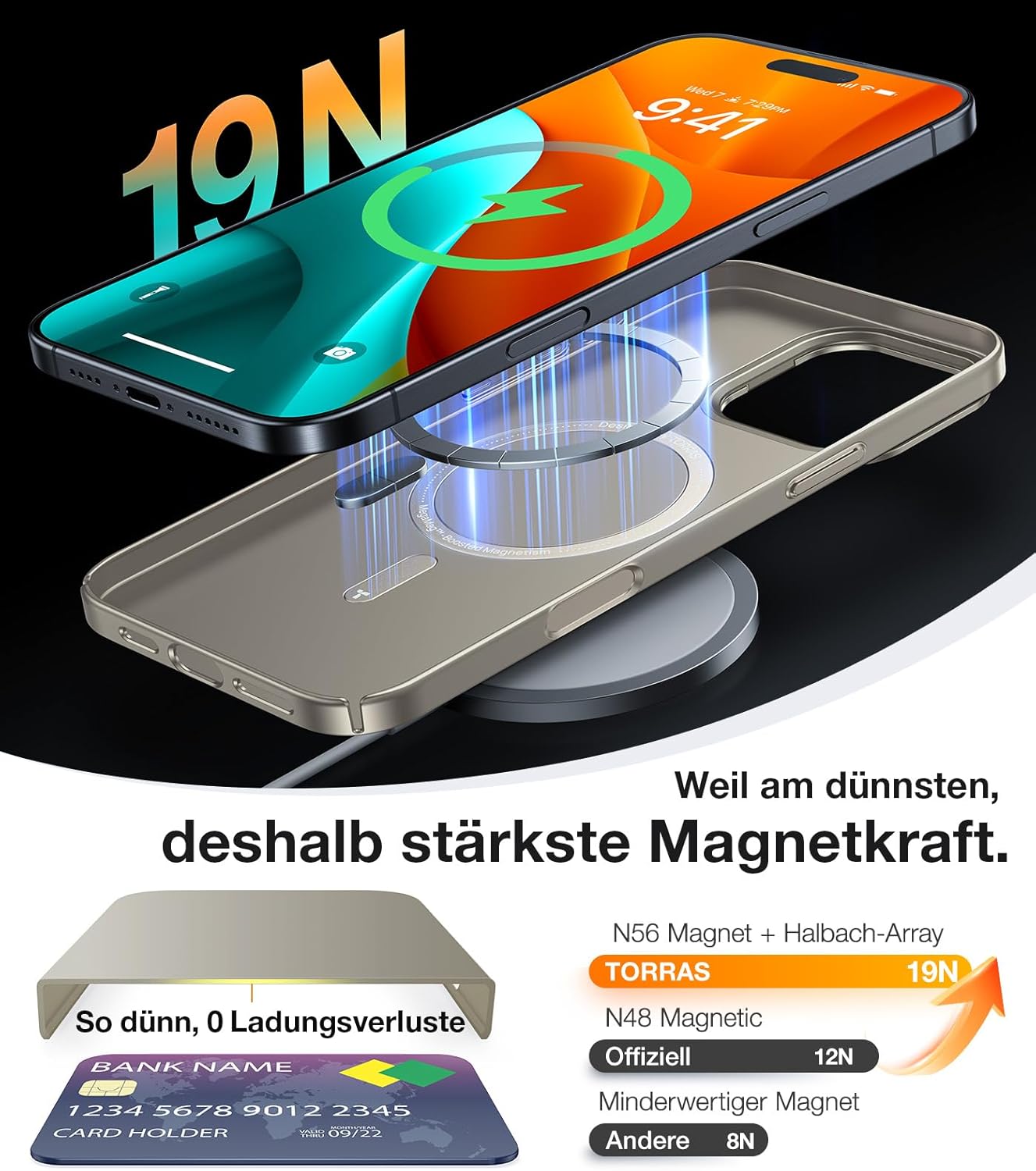 Thumbnail 2 de TORRAS Ultra Dünn für iPhone 16 Pro Max Hülle mit MagSafe | Nr. 1 Magnetkraft, Grau
