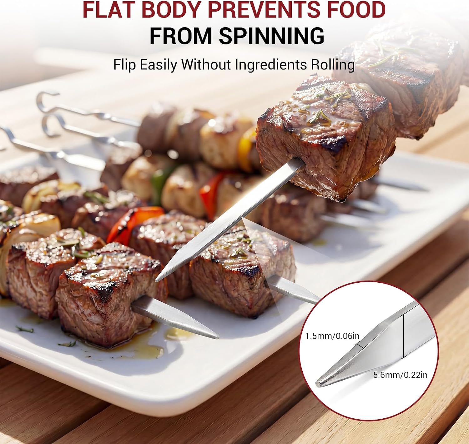 Detalle de Homealexa 15" BBQ Skewers Set of 20
