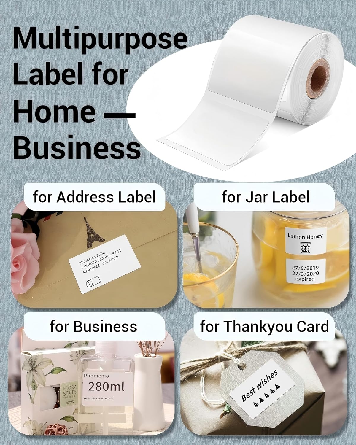 Detalle de Phomemo m110 Printer Labels 50x80 mm – Self-Adhesive Direct Thermal Labels (100 per roll) for M110/M120/M220/M200