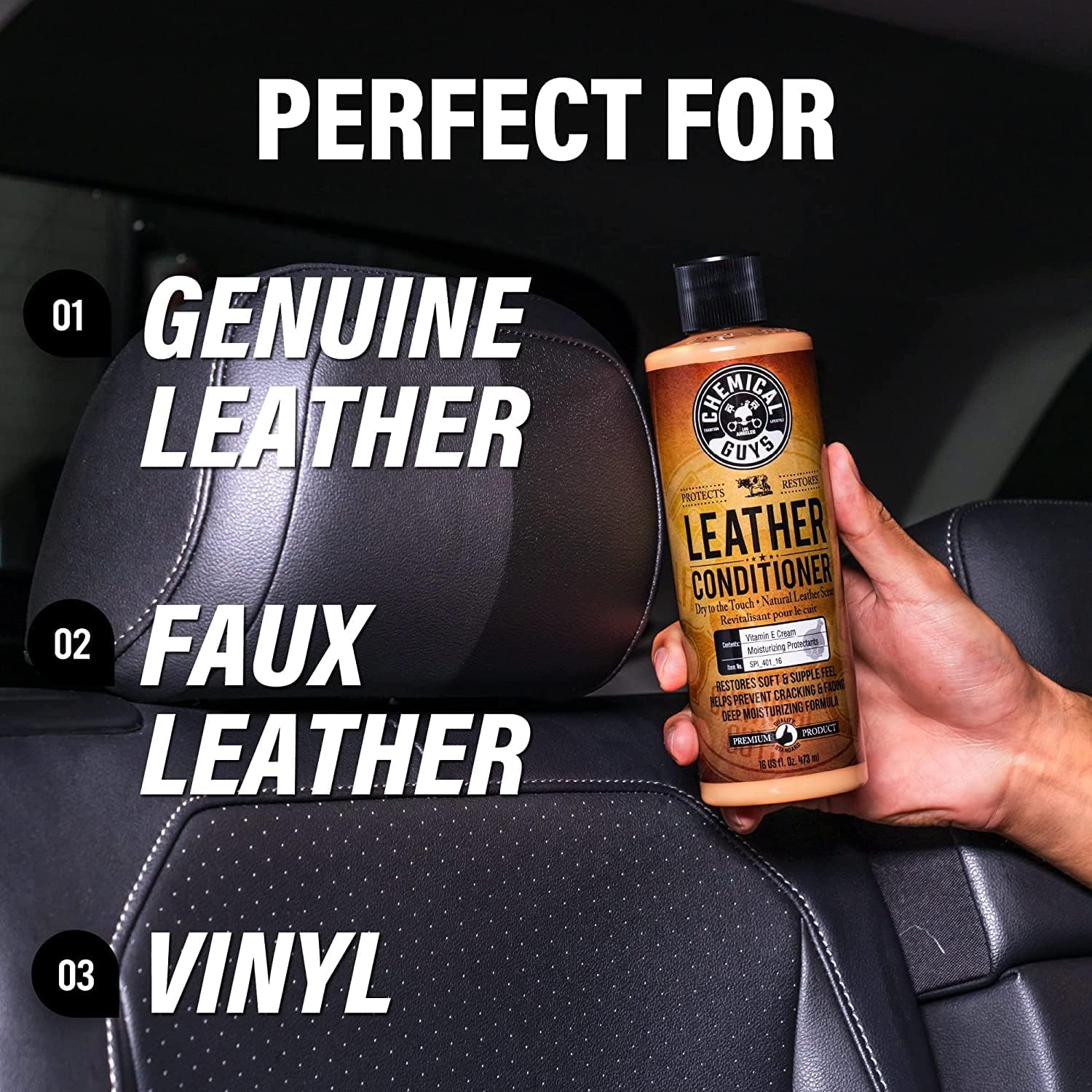 Thumbnail 6 de Chemical Guys SPI410 Leather Cleaner and Conditioner Bundle with ACC_S95 Long Bristle Horse Hair Leather Cleaning Brush