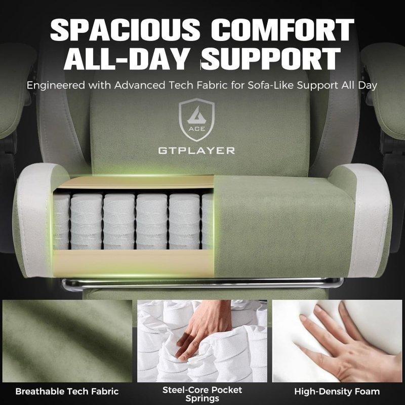 Detalle de Silla Gaming GTPLAYER ergonómica con Reposapiés y Respaldo Reclinable