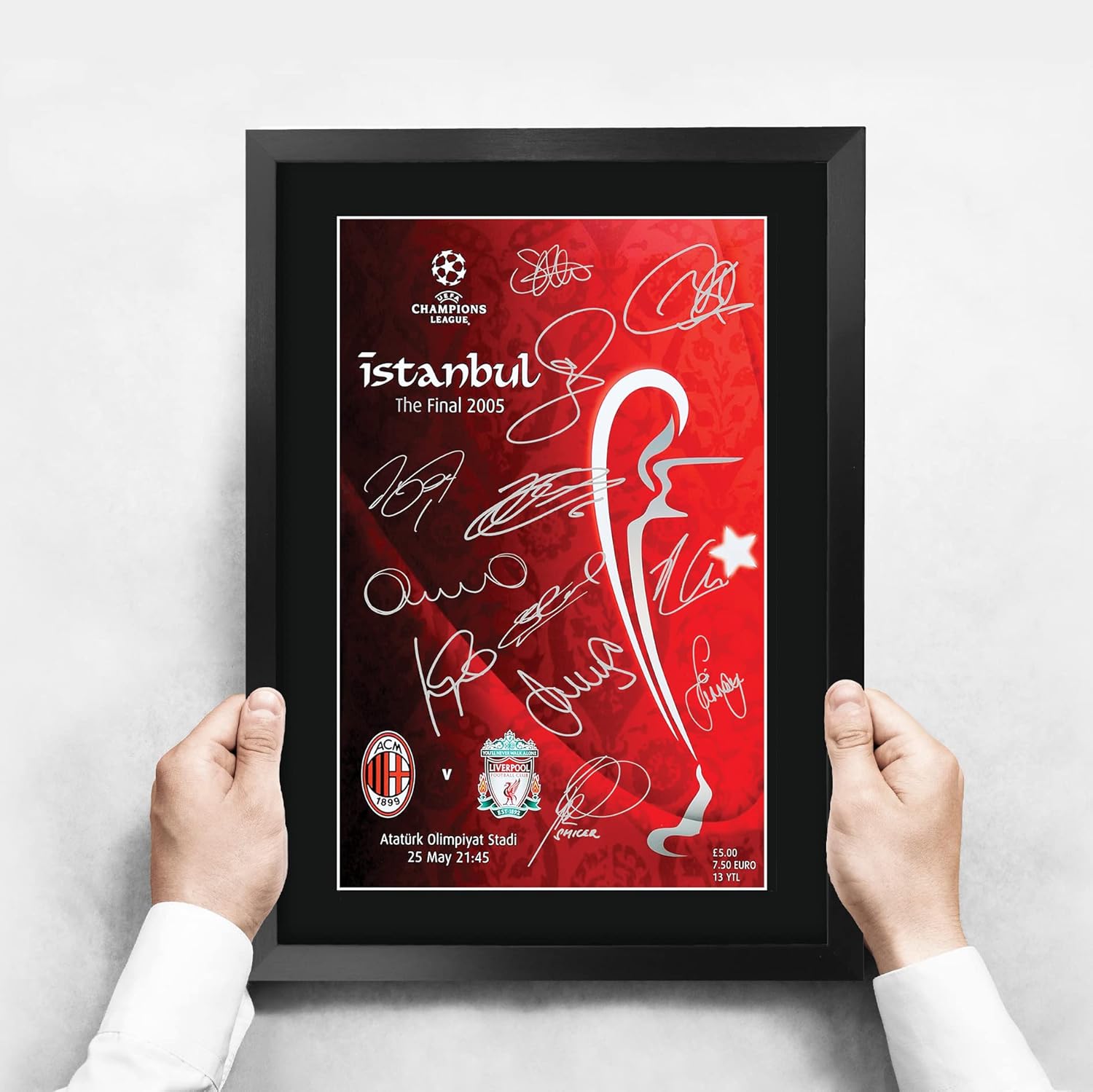 Thumbnail 2 de HWC Trading A3 FR Liverpool 2005 Champions League Final framed autograph poster