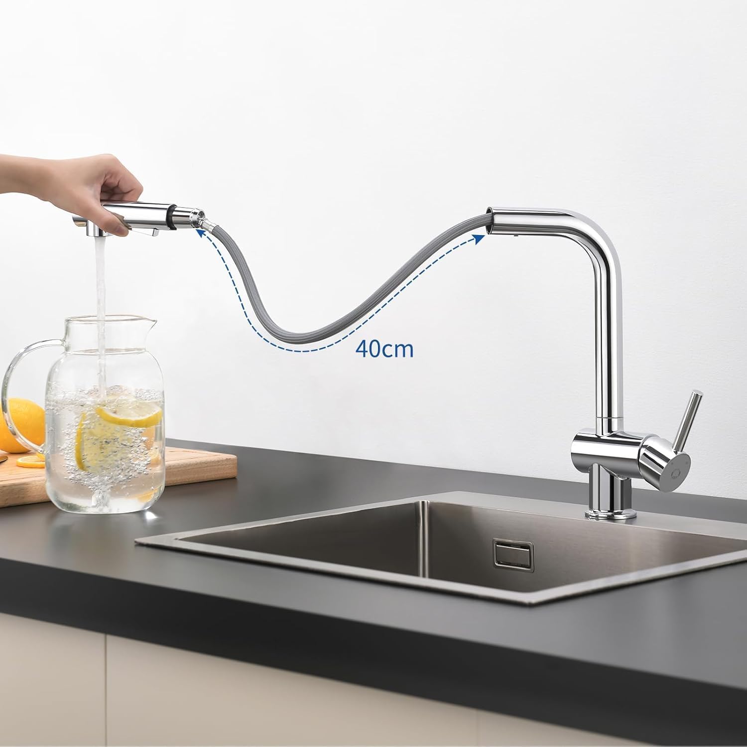 Detalle de CECIPA Miscelatore Cucina Cromo con Doccetta Estraibile — 360° di Libertà e Design