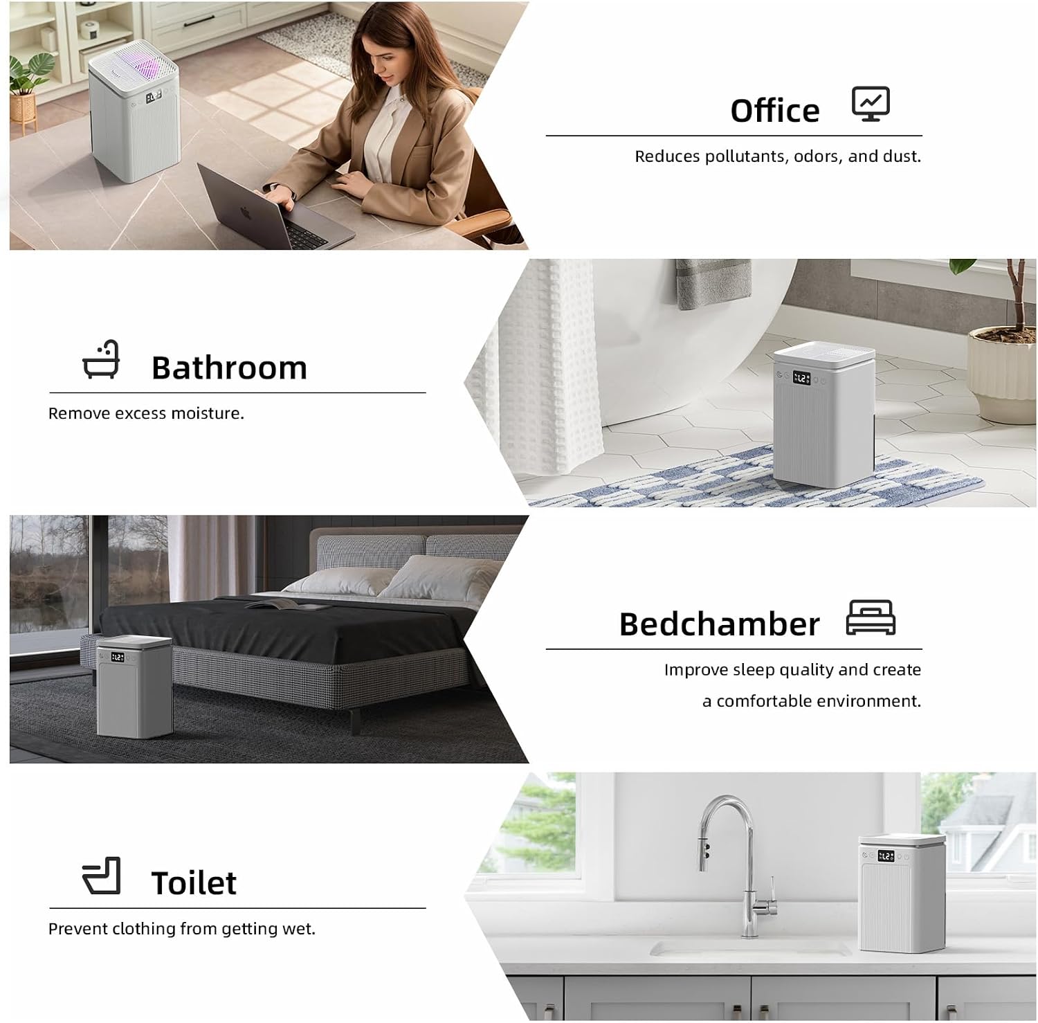 Thumbnail 6 de 2.2L Small Home Dehumidifier touch control for bedrooms 🏠