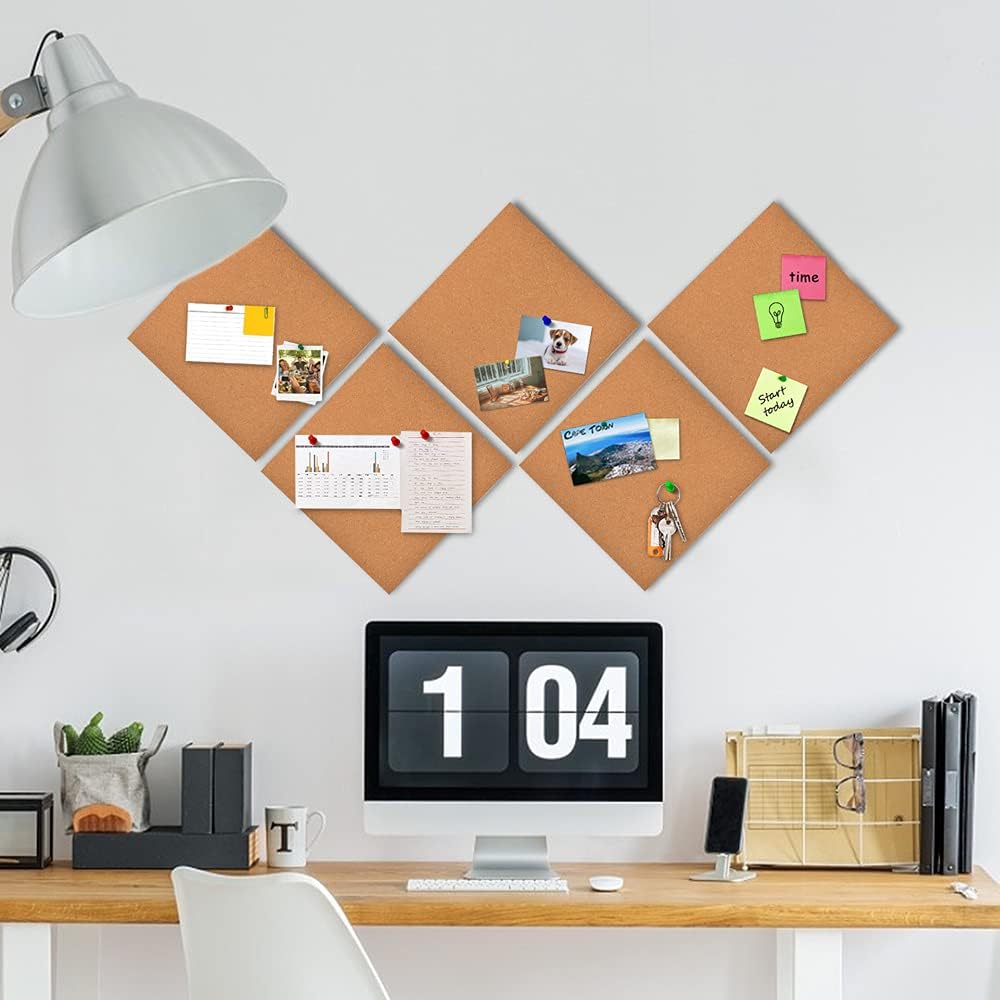 Thumbnail 5 de Okydoky selbstklebende Kork-Borad / Korktafeln (5 mm, 20 x 20 cm) – 2 Stück für Wand, Büro, Zuhause & Schule