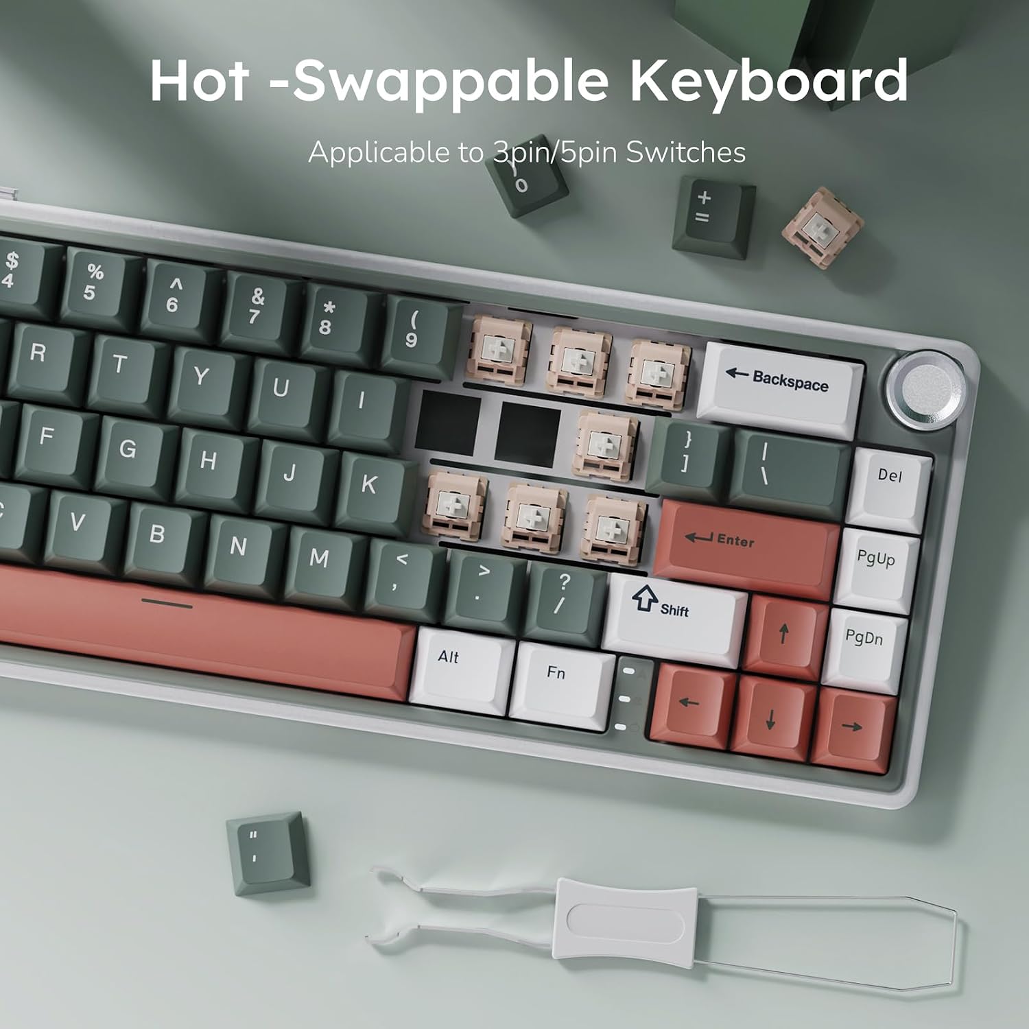Thumbnail 6 de RK ROYAL KLUDGE R65 Wireless Mechanical Keyboard with Volume Knob (Cream Switch, 60%, Gasket Mounted)
