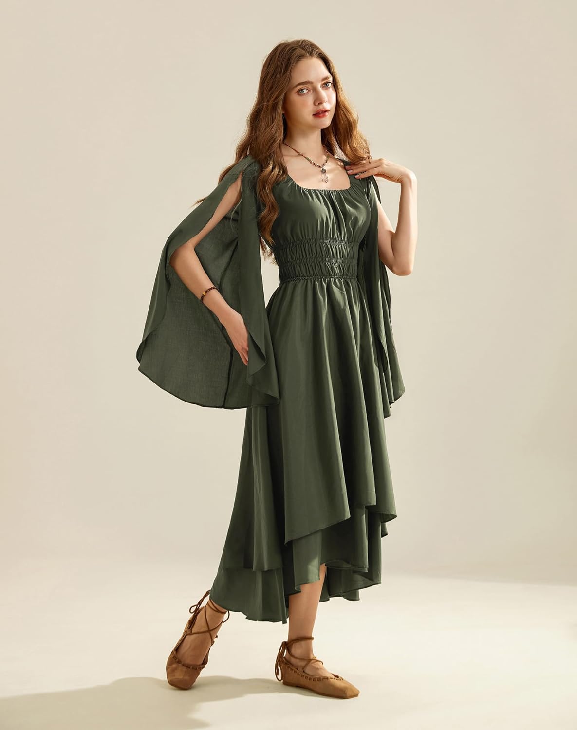 Thumbnail 2 de SCARLET DARKNESS Damen Renaissance-Corsagenkleid „Scarlet Darkness“ – High-Low Mittelalter High Low Swing-Kleid