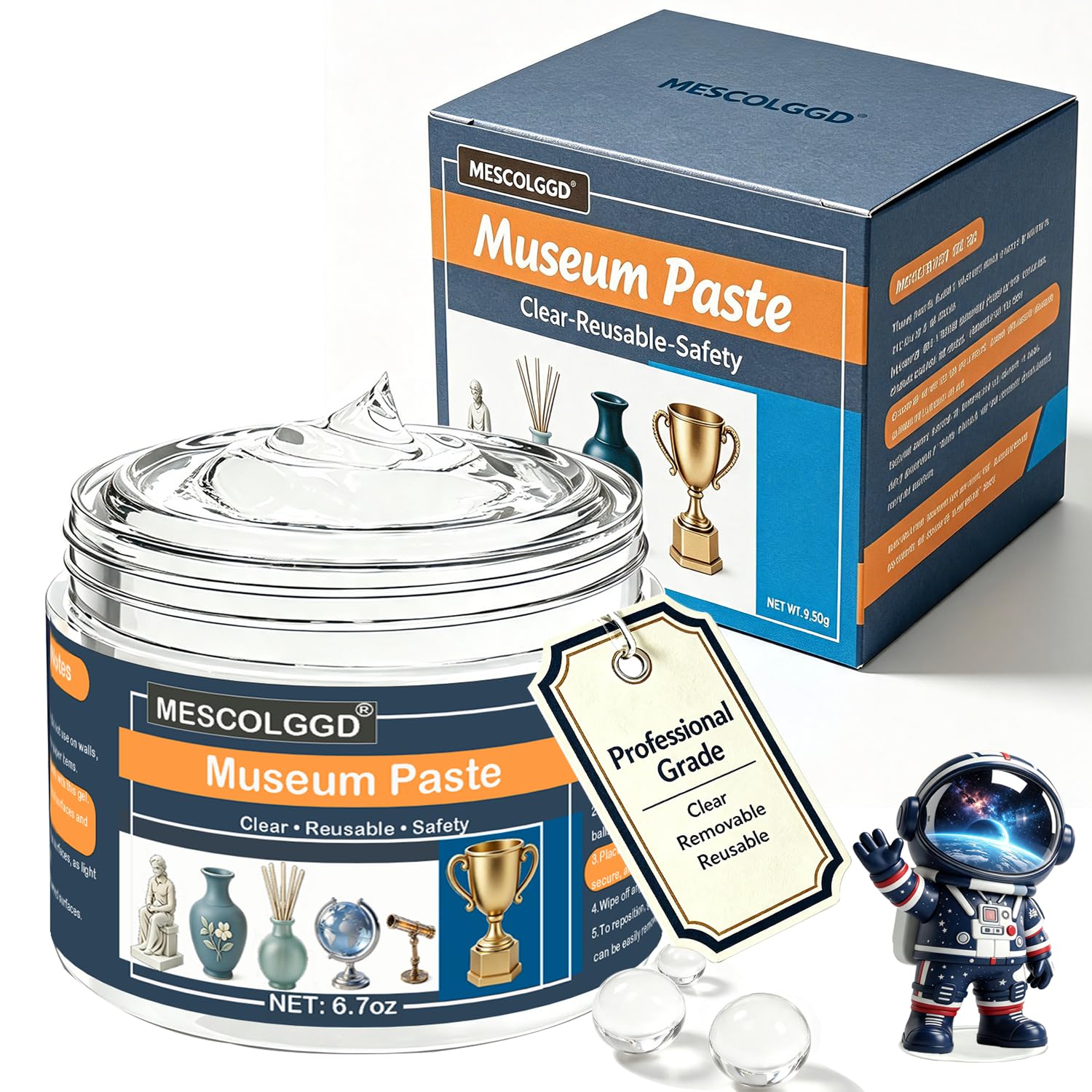 Detalle de MESCOLGGD MG-3 Museum Gel Putty, 190 g Clear Reusable Display Adhesive