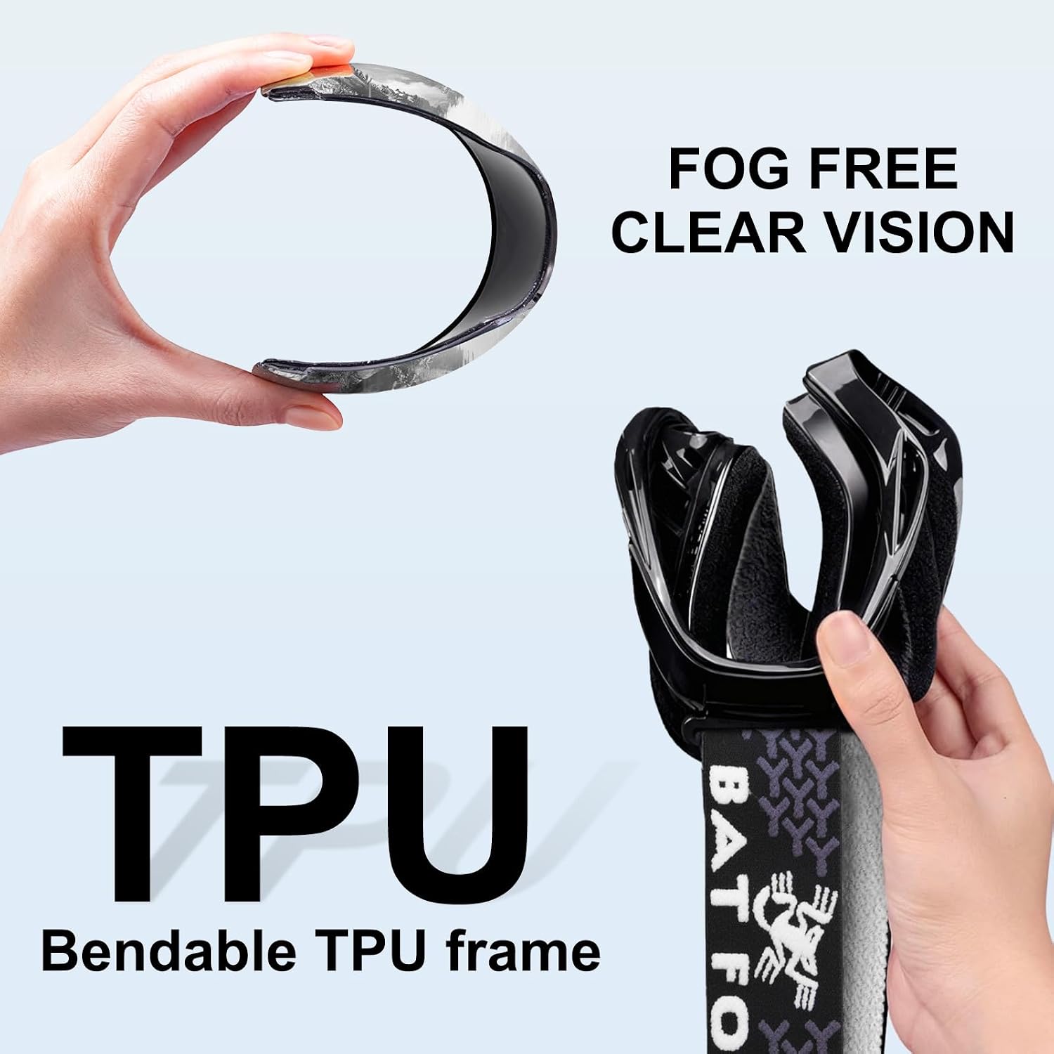 Detalle 2 de BATFOX F816 Dirt Bike Goggles, Polarized UV400 Lenses, Anti-Slip Strap