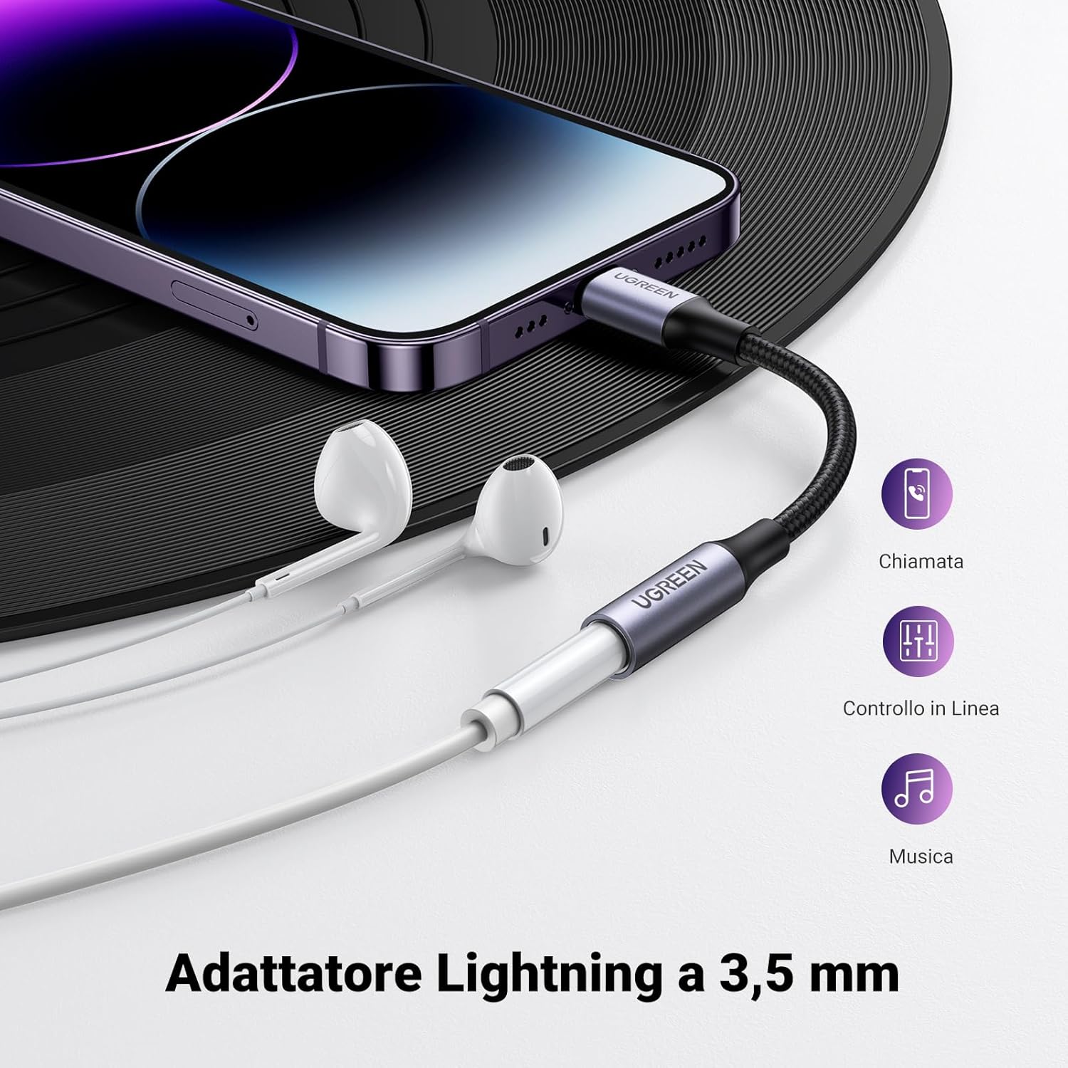 Thumbnail 3 de UGREEN Adattatore cuffie Lightning → Jack 3,5 mm MFi certificato per iPhone e iPad (grigio)