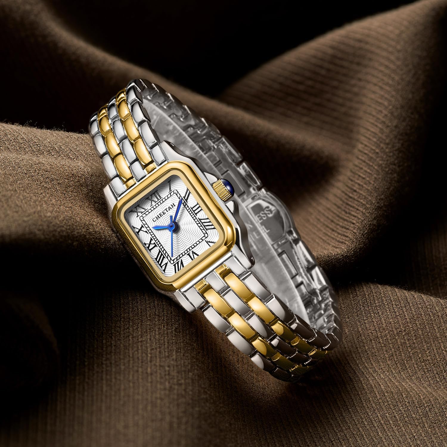 Thumbnail 3 de CHEETAH Damen-Armbanduhr mit Vintage-Armband, kleines rechteckiges Gehäuse & römischem Zifferblatt