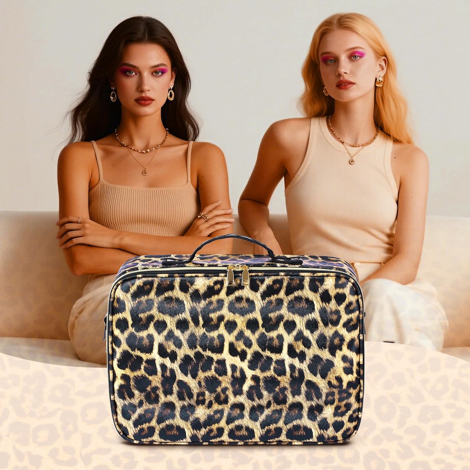 Thumbnail 5 de Large Makeup Bag with Removable Lighted Mirror — 38 x 30 cm, Adjustable Dividers and Brush Storage Board