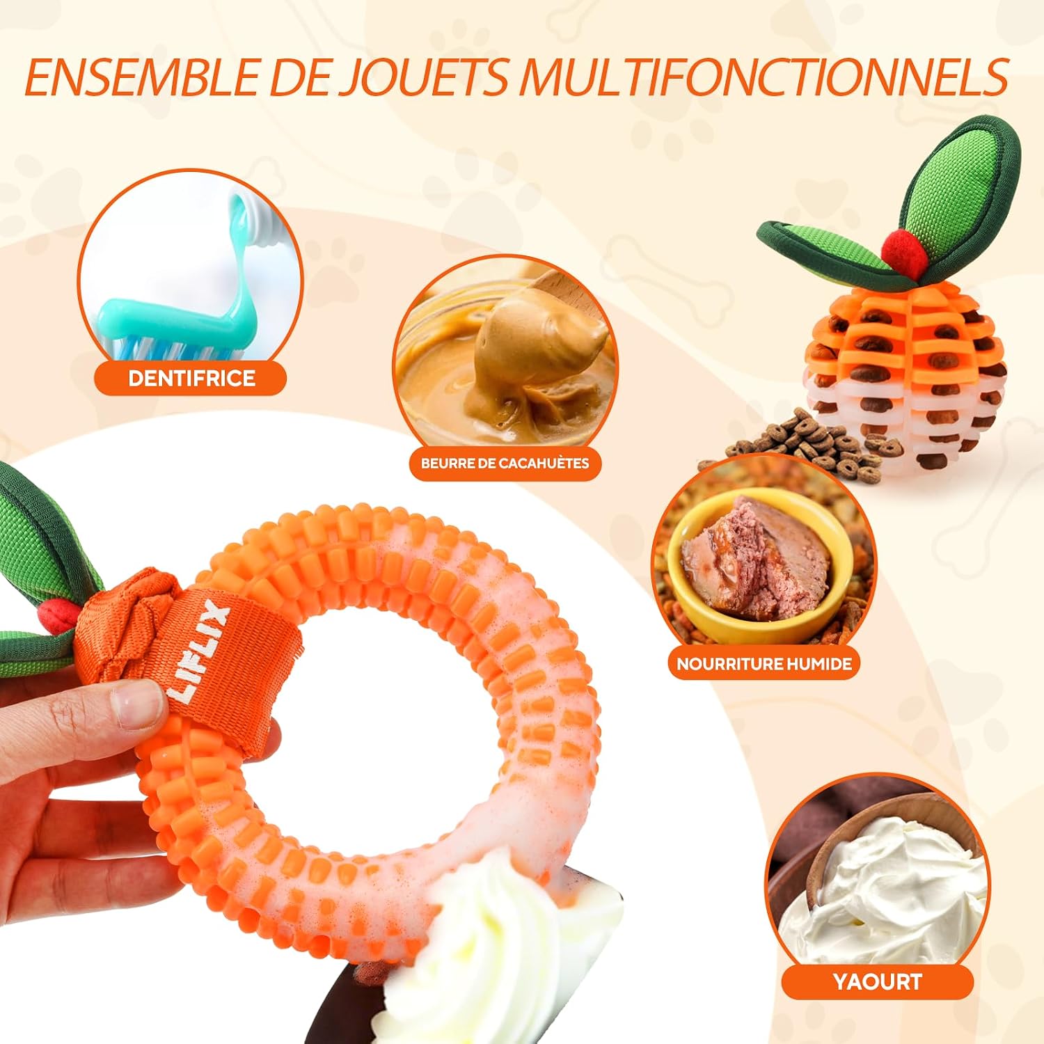 Detalle de LIFLIX Lot de 2 Jouets Résistants à mâcher pour Chiens — TPU, nettoyage dentaire et dentition des chiots (petite et moyenne taille)