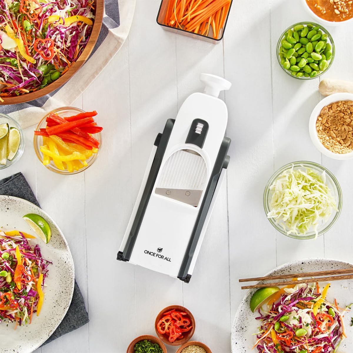 Thumbnail 3 de ONCE FOR ALL Upgrade Safe Mandoline Slicer Plus: Adjustable Dark Gray Vegetable Slicer