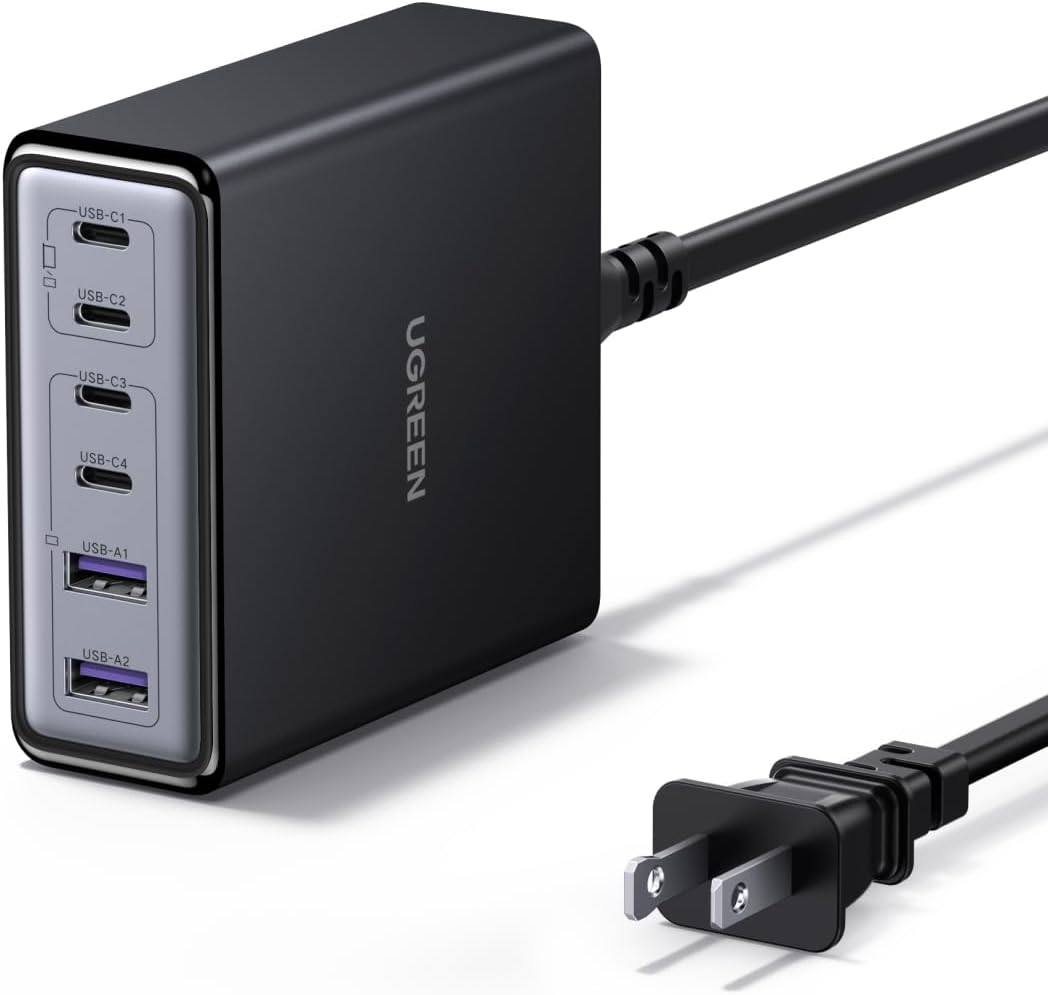 Detalle de UGREEN 100W USB-C Charging Station (6-Port GaN) with 4 USB-C and 2 USB-A