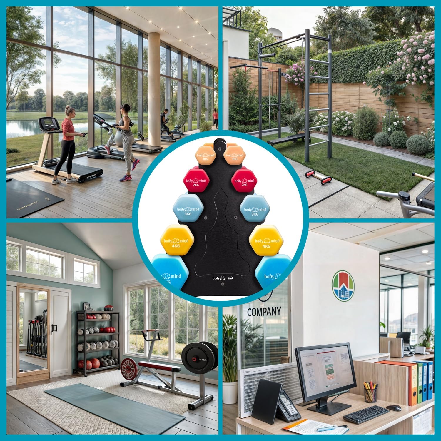 Detalle 2 de Body & Mind Hanteln 2er Set Gymnastikhanteln – Komplettes 10er-Kurzhantel-Set mit Standfuß