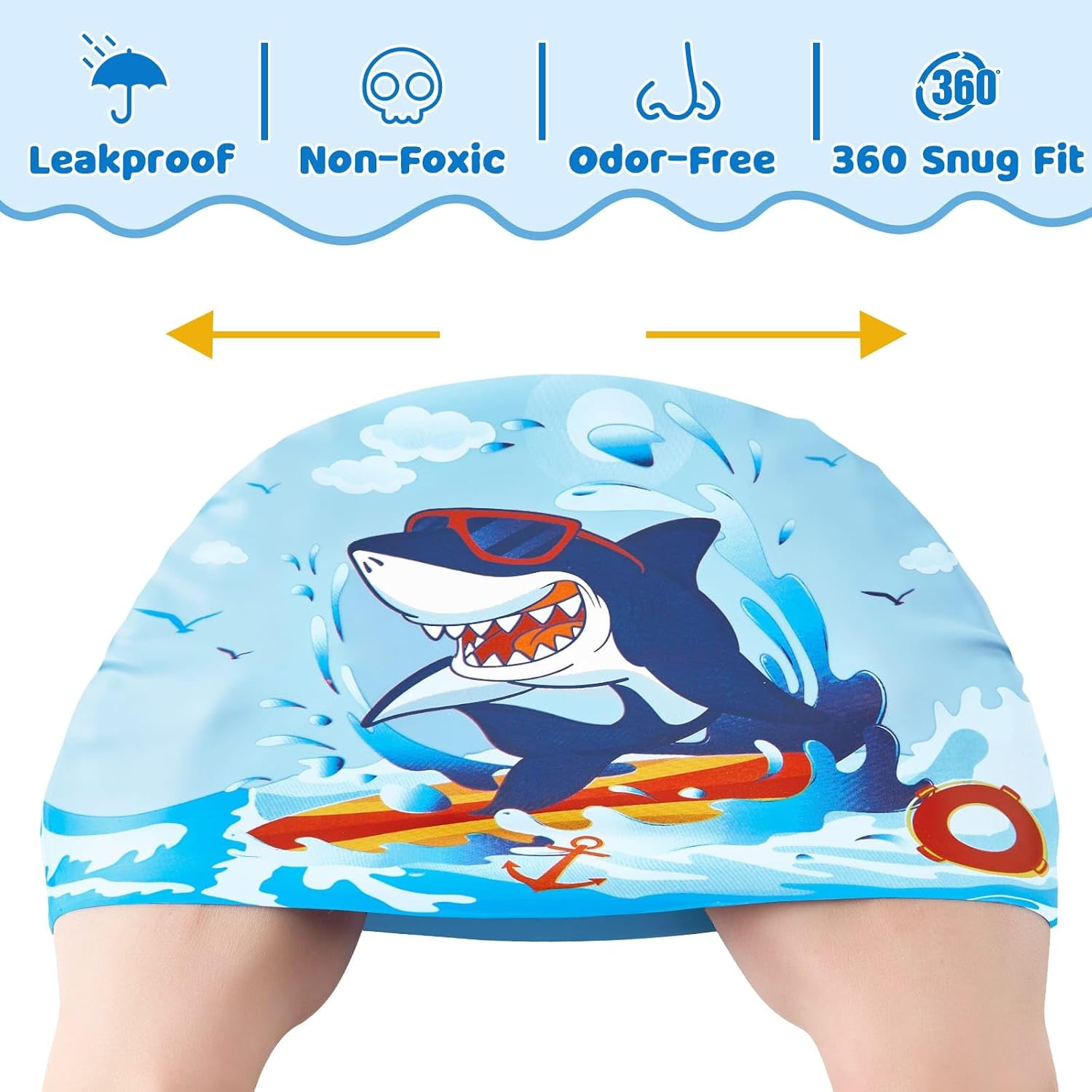 Thumbnail 2 de 2 Pack Kids Swim Cap - Durable Silicone Dinosaur Swim Caps for Boys and Girls