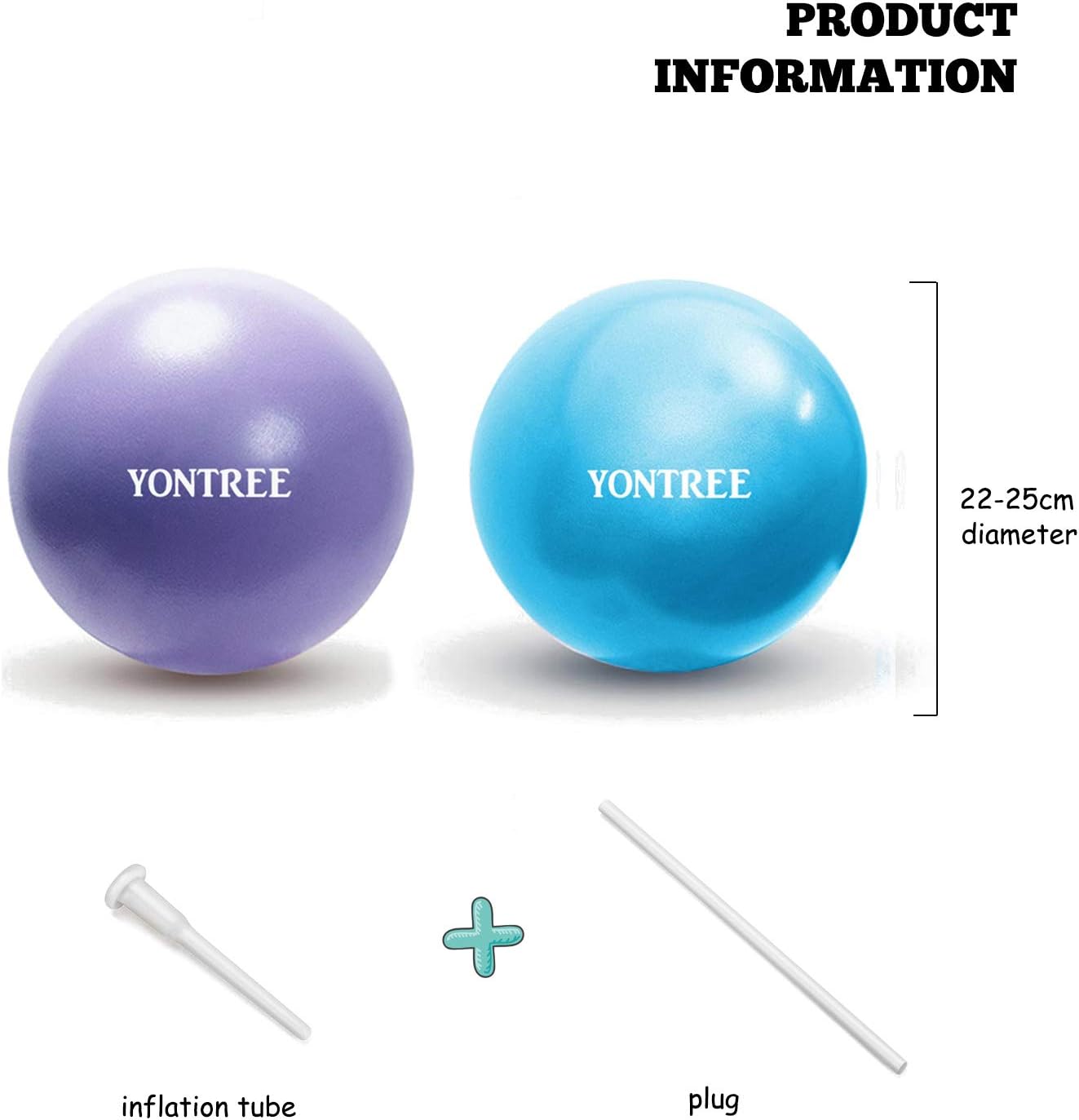 Thumbnail 1 de Yontree 2 Pack Soft Pilates Ball 22-25cm
