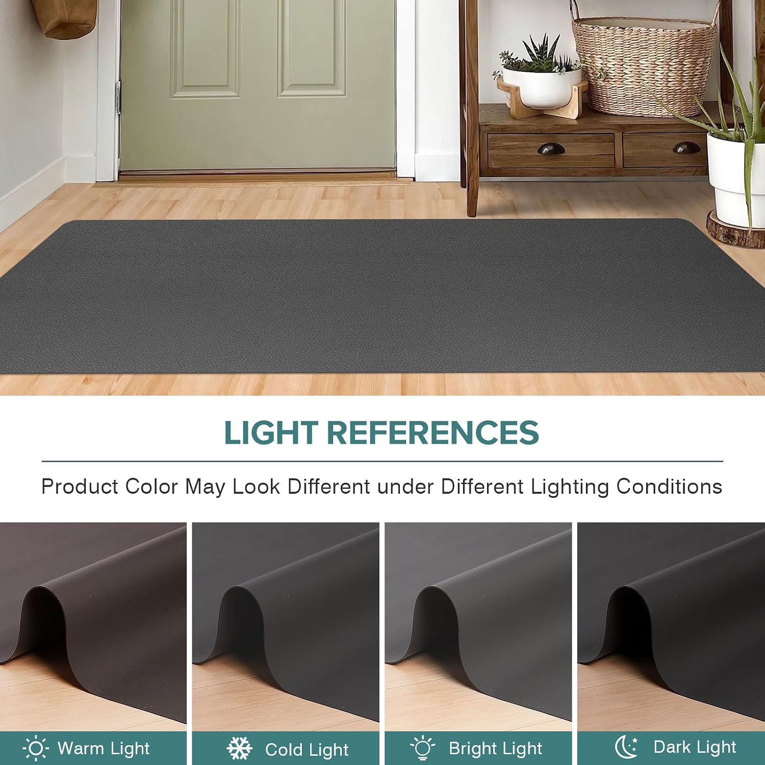 Detalle 1 de FURKIT PGW-SH Vinyl Runner Rug, 2' x 6', Dark Gray, Waterproof