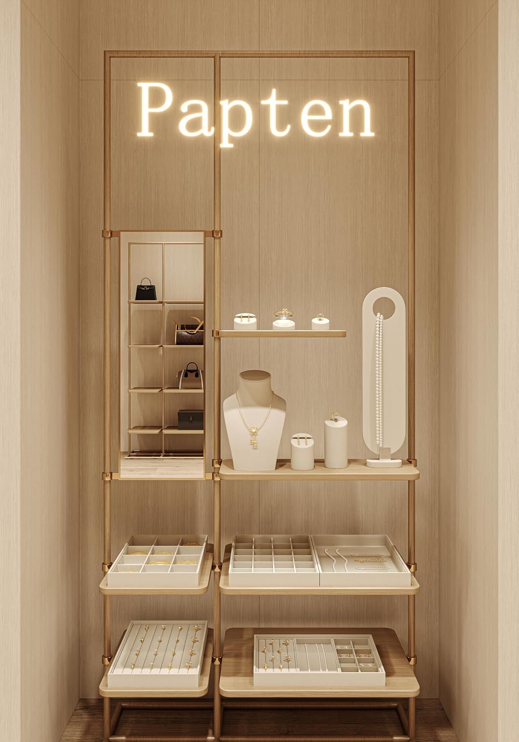 Detalle 2 de Papten Bandeja Apilable para Joyas de Arpillera ⏱