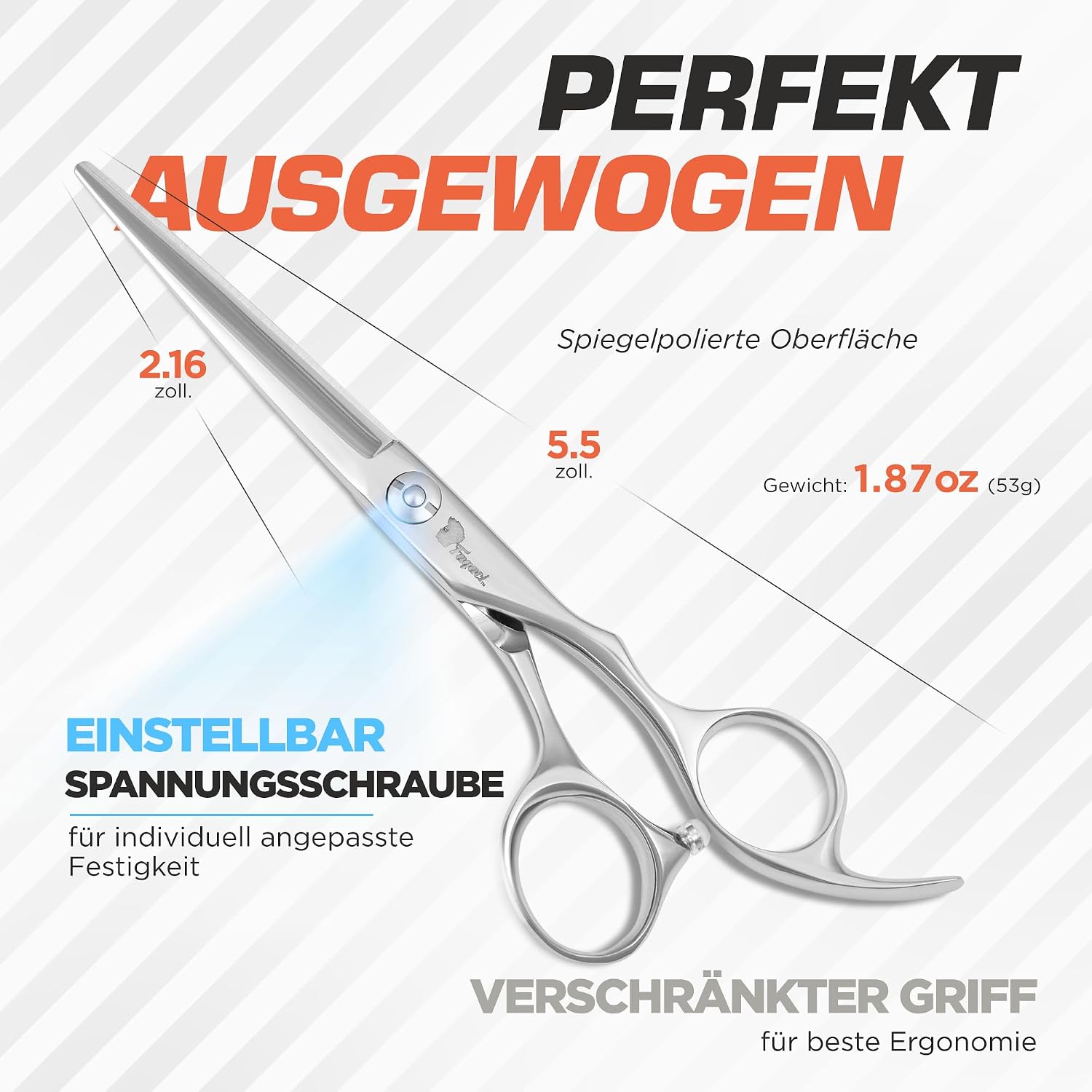 Detalle de Fagaci Haarschneideschere Profi 5.5" – 440C-Stahl, extrem scharf, feiner Schnitt