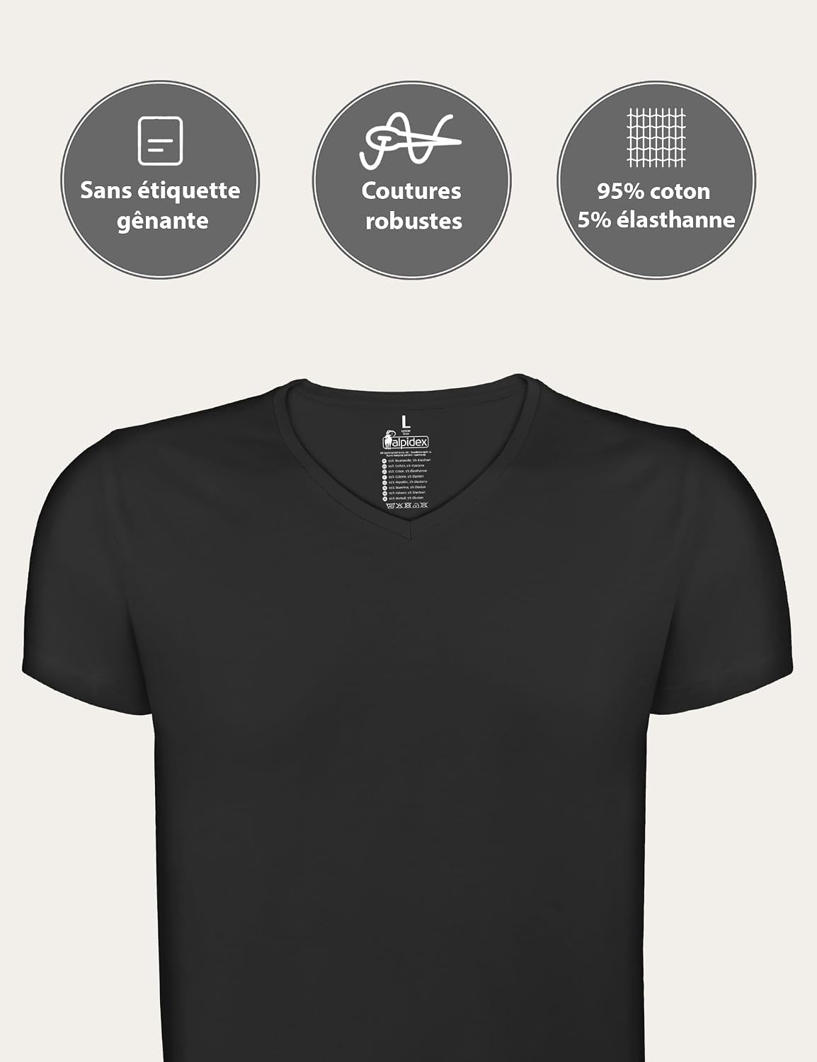 Detalle de ALPIDEX lot de 4 t-shirts homme débardeur à encolure en V (manches courtes) pour sous-vêtements
